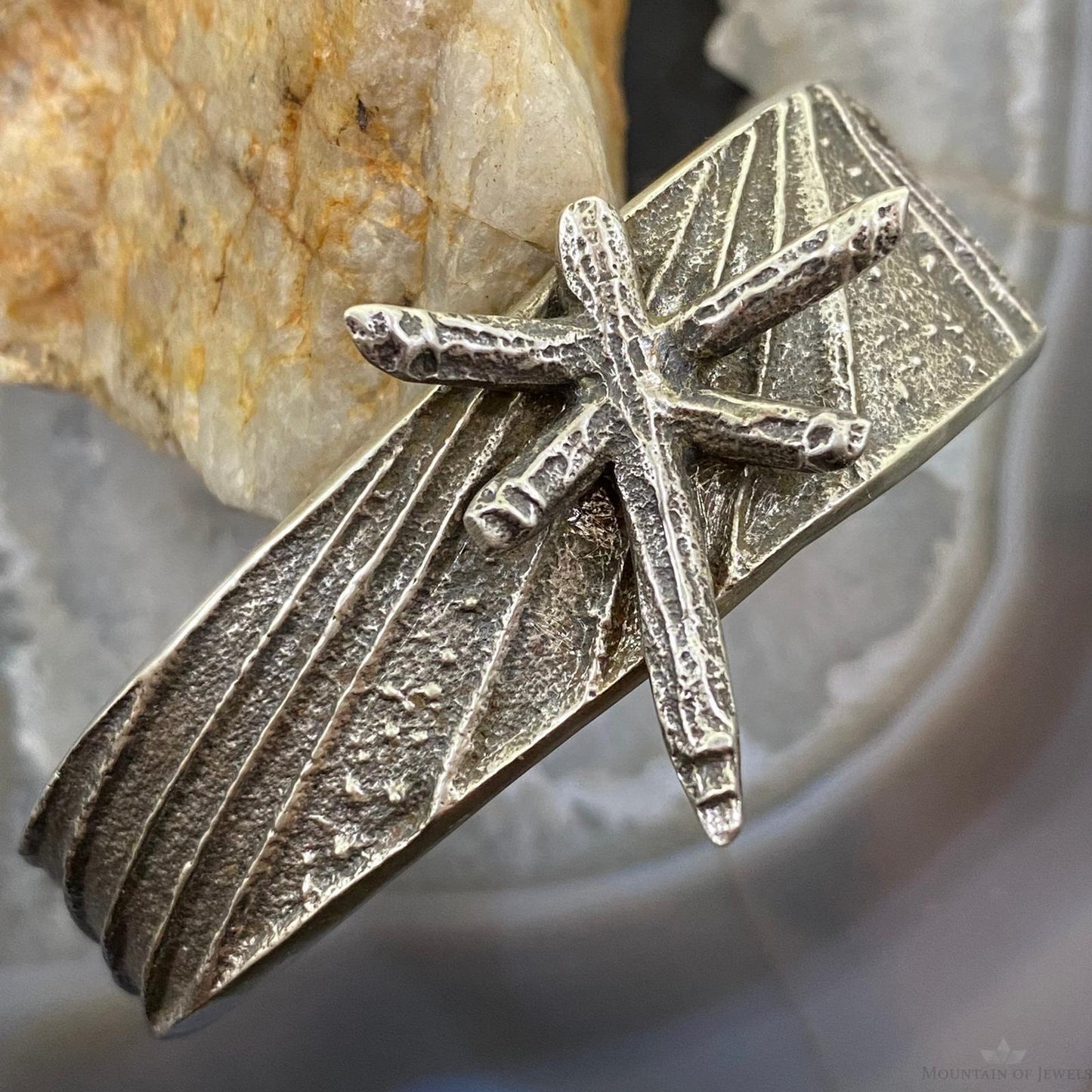 Cheyenne Custer Sterling Silver Tufa Cas Dragonfly Tapered Bracelet For Women