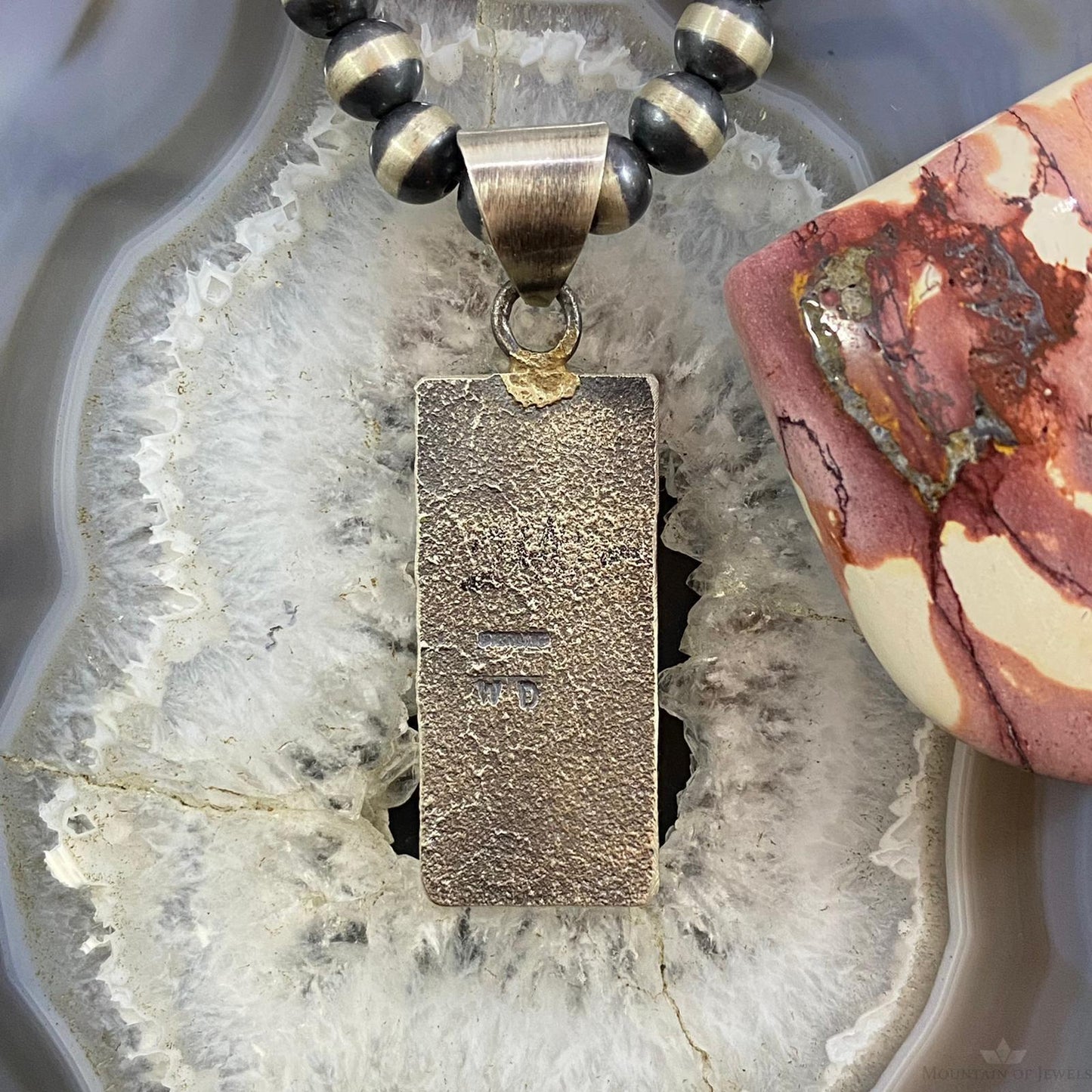 Wilson Dawes Sterling Silver Teardrop Golden Hill Turquoise Rectangle Tufa Cast Unisex Pendant