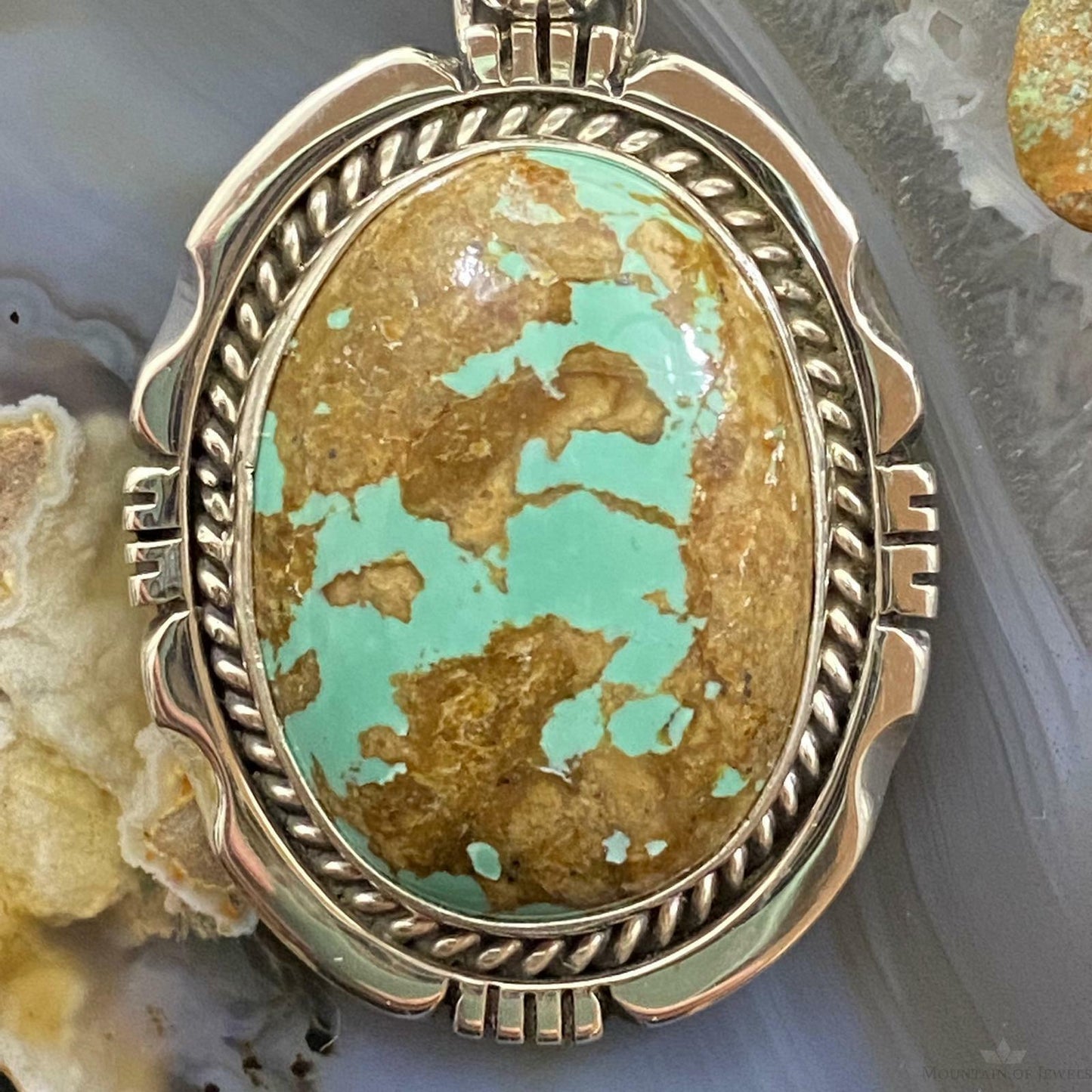 Wydell Billie Sterling Silver Oval Turquoise w/Brown Matrix Unisex Pendant