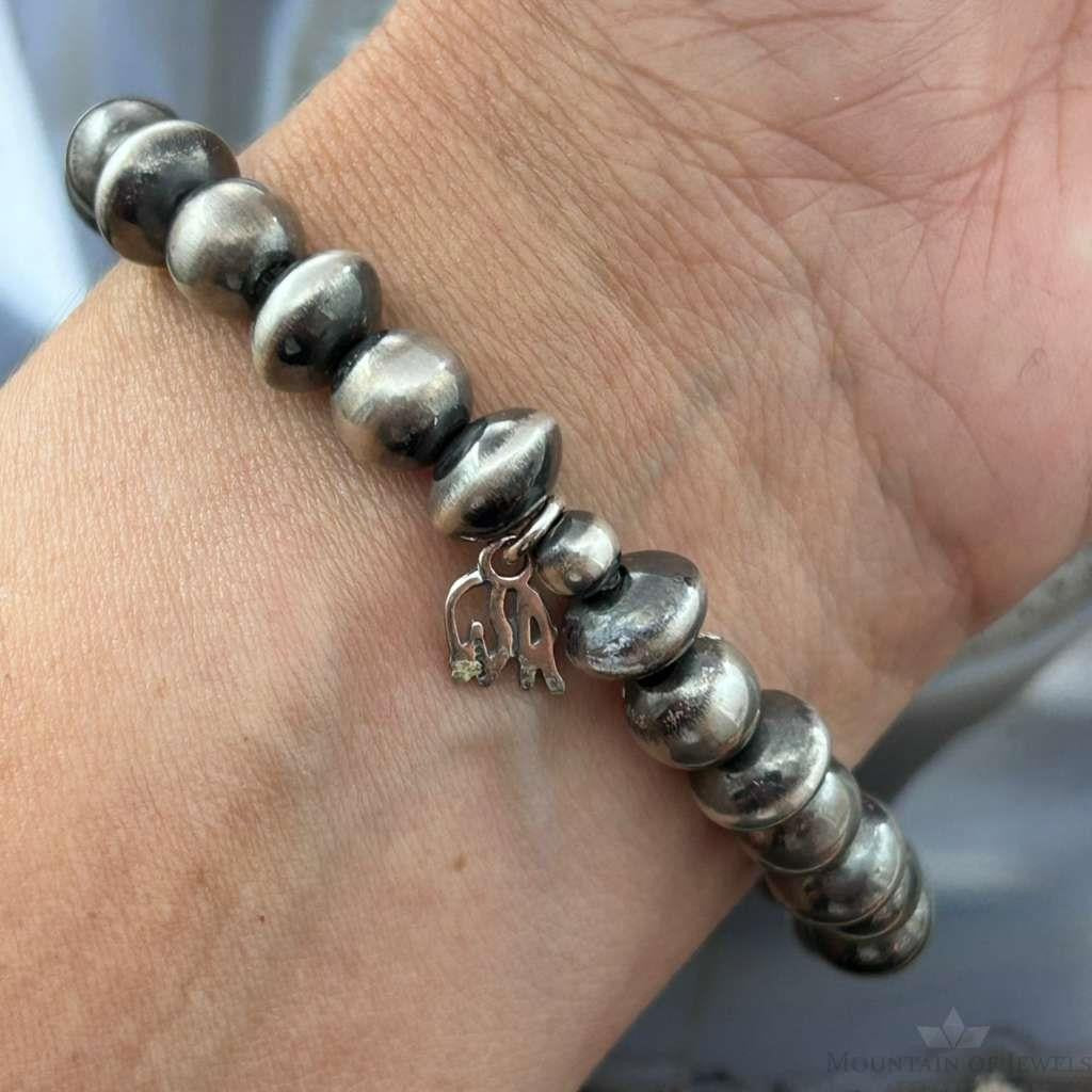 Carolyn Pollack Sterling Silver Navajo Pearl Style Beads Stretch Bracelet For Women