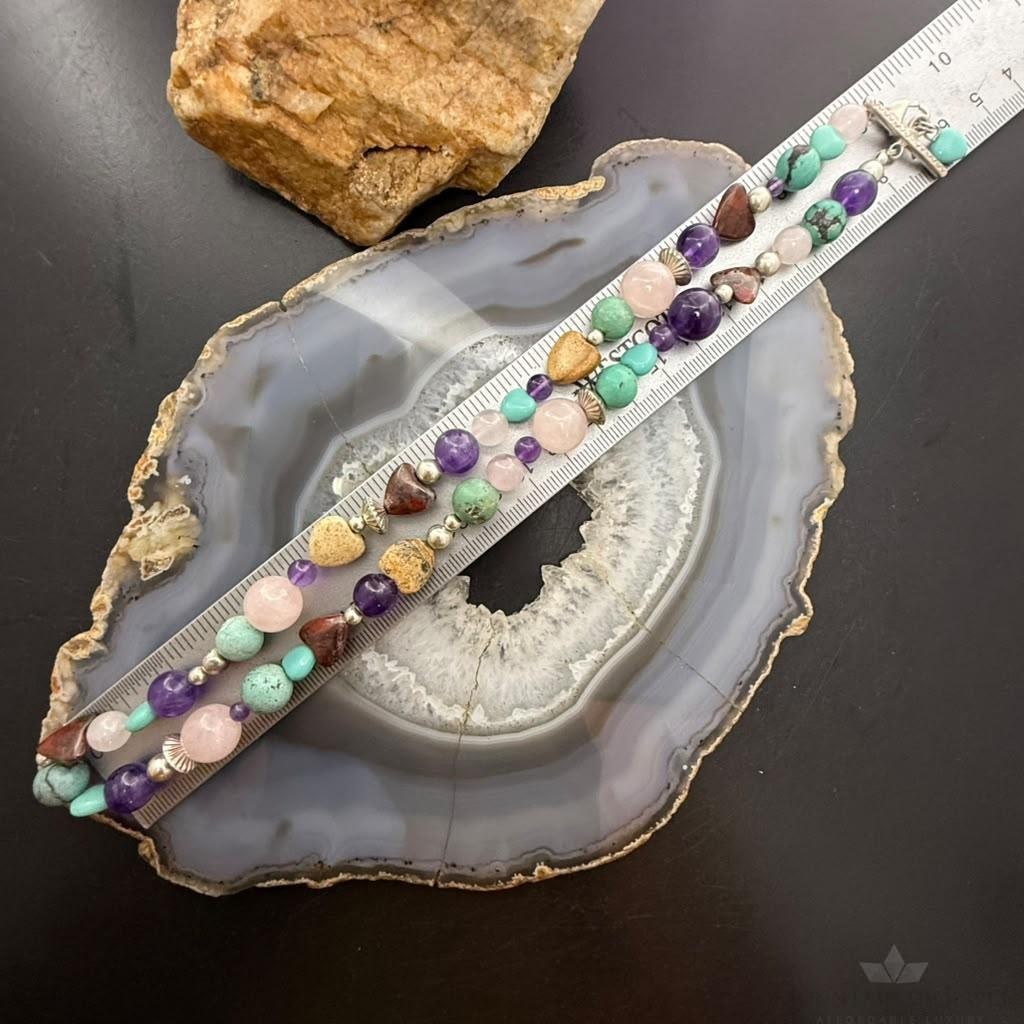 Carolyn Pollack Sterling Silver Multistone Beads 18" Necklace For Women