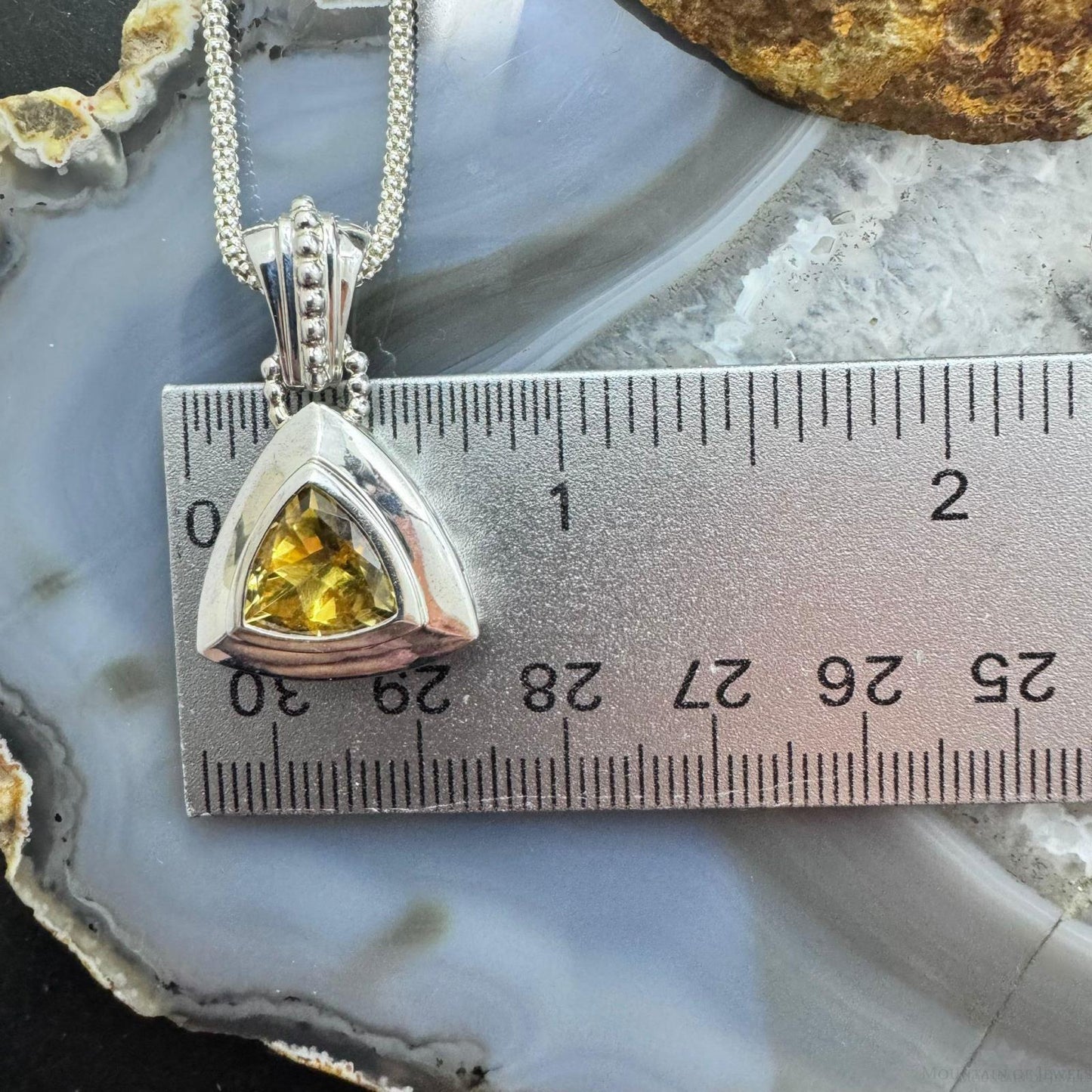 Carolyn Pollack Sterling Silver Triangle Faceted Citrine Pendant With Necklace For Women