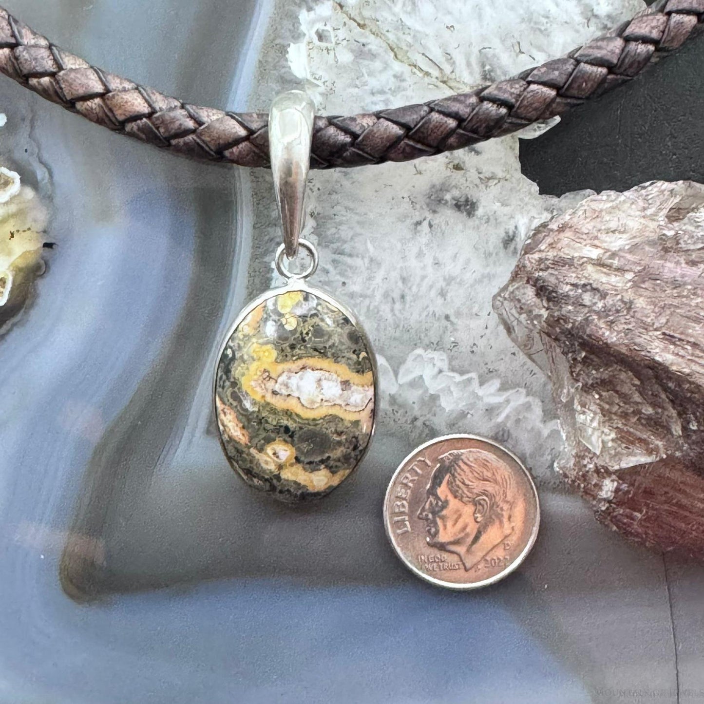 Carolyn Pollack Vintage Sterling Silver Oval Jasper Enhancer Pendant For Women #1