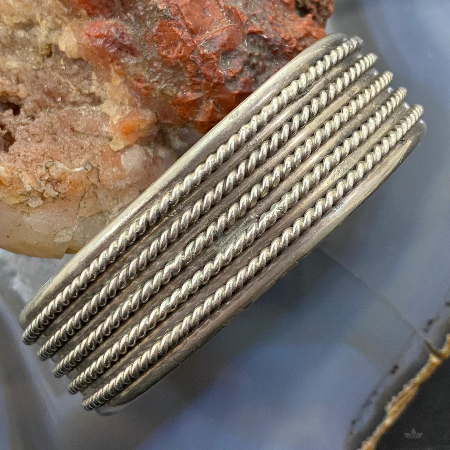Johnny Frank Vintage Native American Sterling Silver Coil Stackable Bracelet
