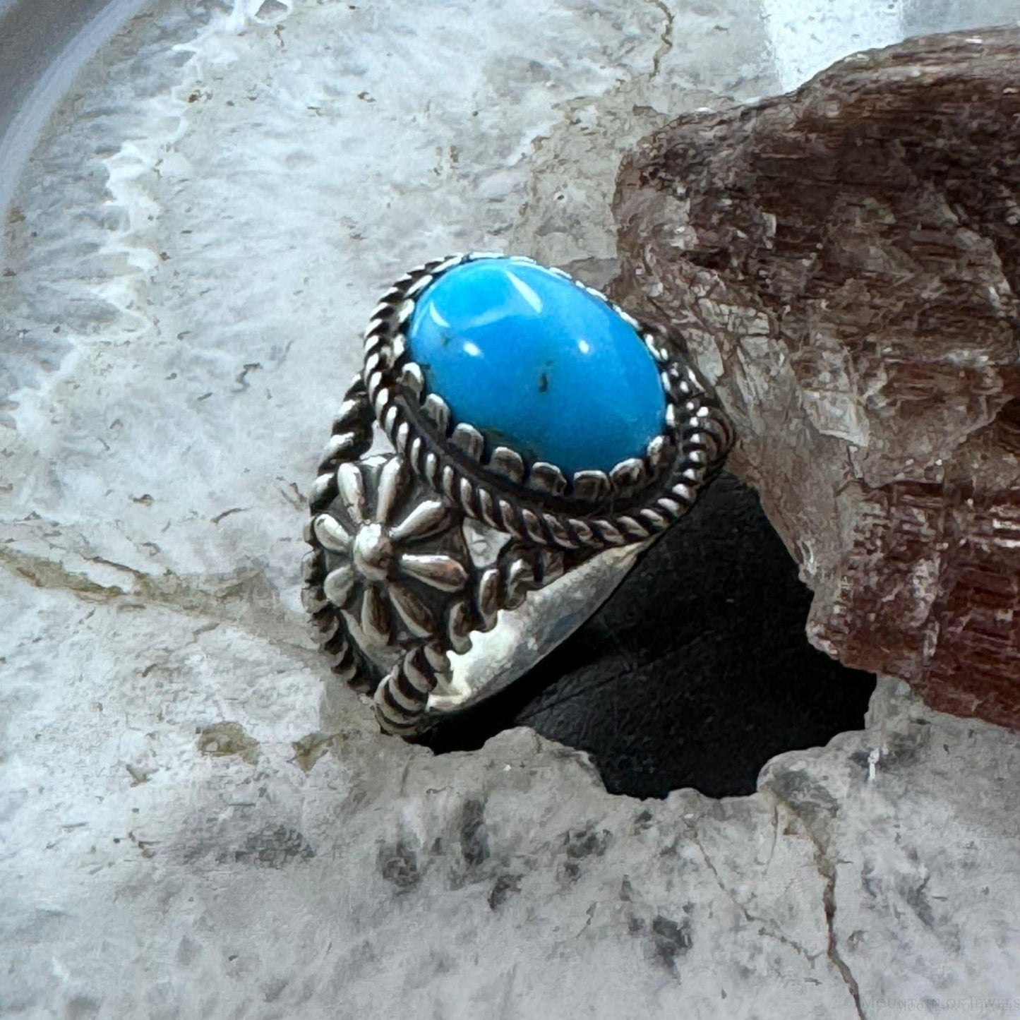 Carolyn Pollack Vintage Sterling Silver Oval Blue Turquoise Ring For Women