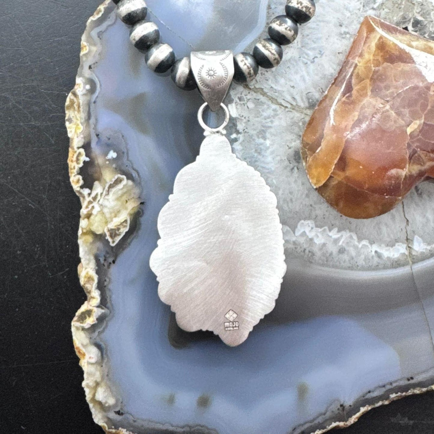 Sterling Silver Southwestern Style Large Oval Charoite Decorated Pendant For Women