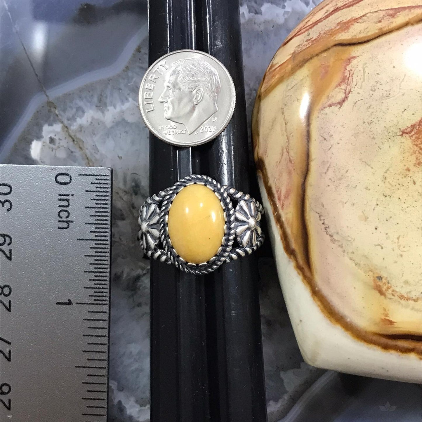 Carolyn Pollack Sterling Silver Oval Yellow Jasper Ring Size 10.25 For Women