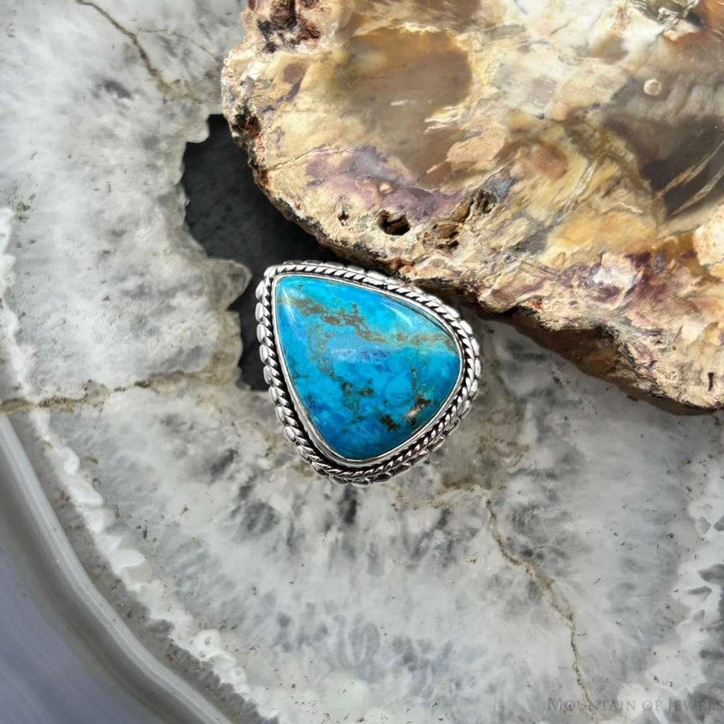 Sterling Silver Southwestern Style Teardrop Shattuckite Decorated Ring Size 7 For Women