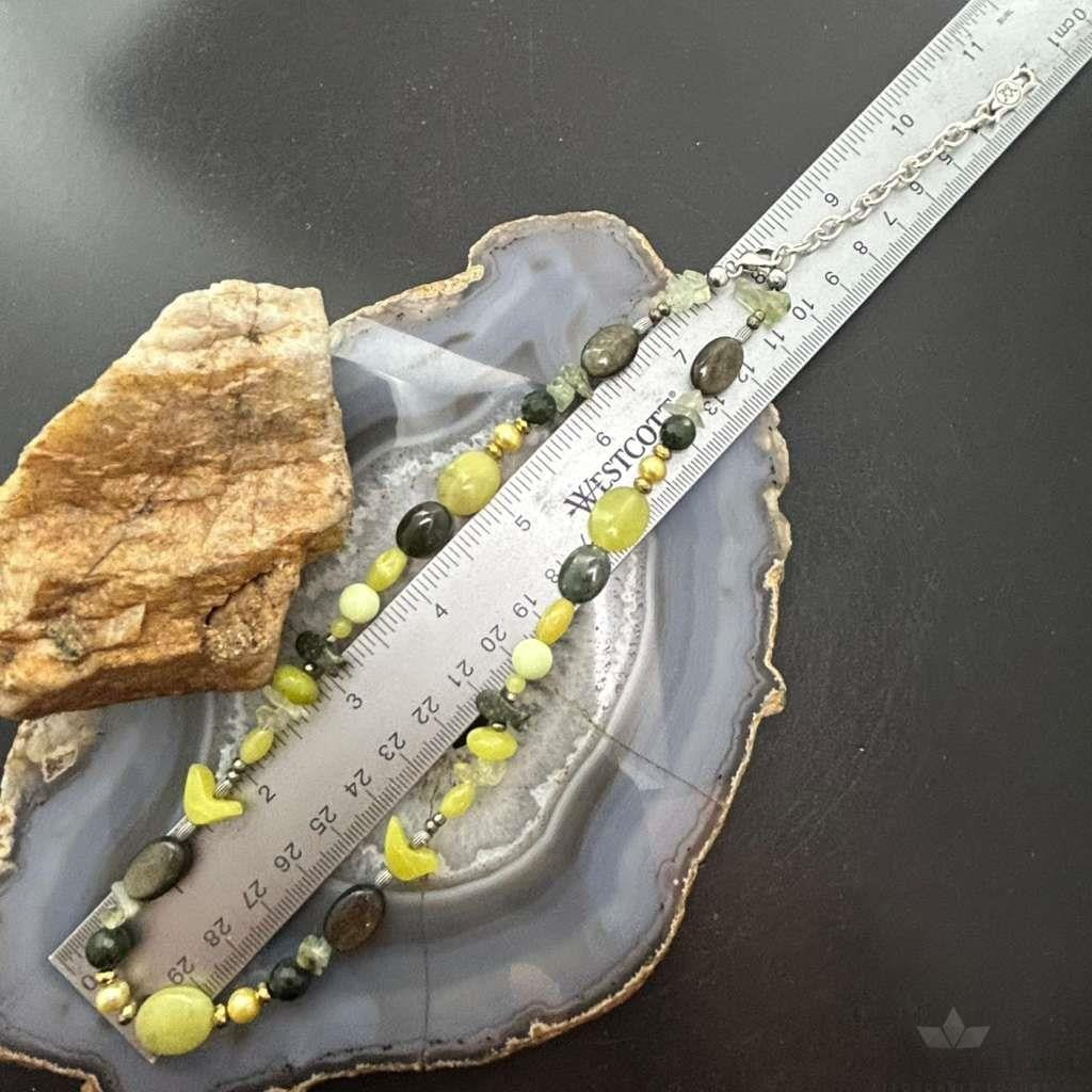 Carolyn Pollack Sterling Silver Serpentine & Prehnite Bead Necklace For Women