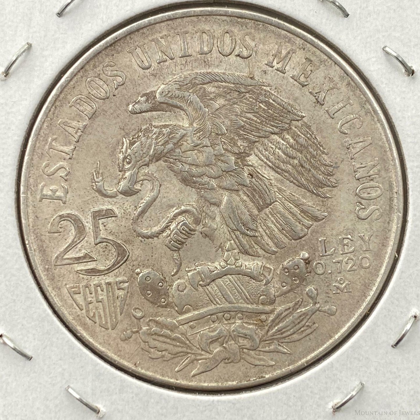 1968 Mexico XIX Olympic Games Aztec Ball Player 25 Pesos Silver Coin #7920-2E