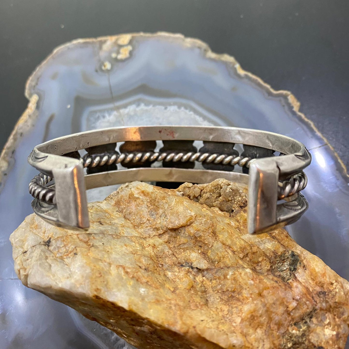 Vintage Native American Silver Oval Turquoise Floral Bracelet For Women
