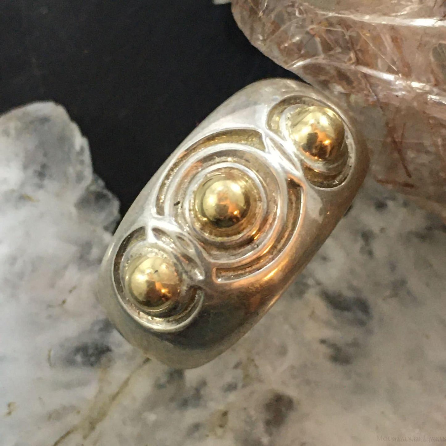 Carolyn Pollack Southwestern Style Sterling Silver & 14K Gold Decorated Ring For Women