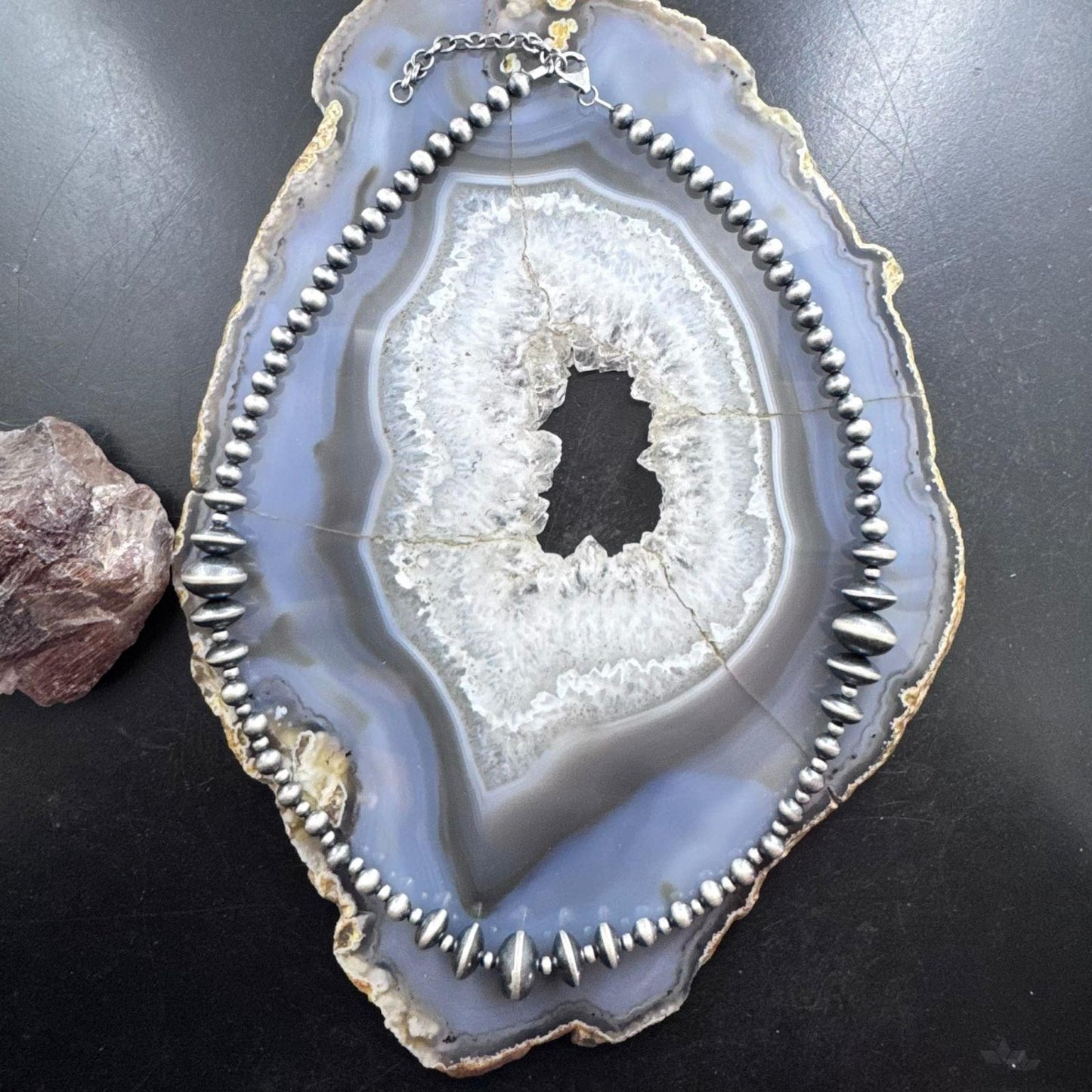 Sterling Silver Southwestern Style 2-12mm Navajo Pearl Bead 18"- 20" Necklace #2