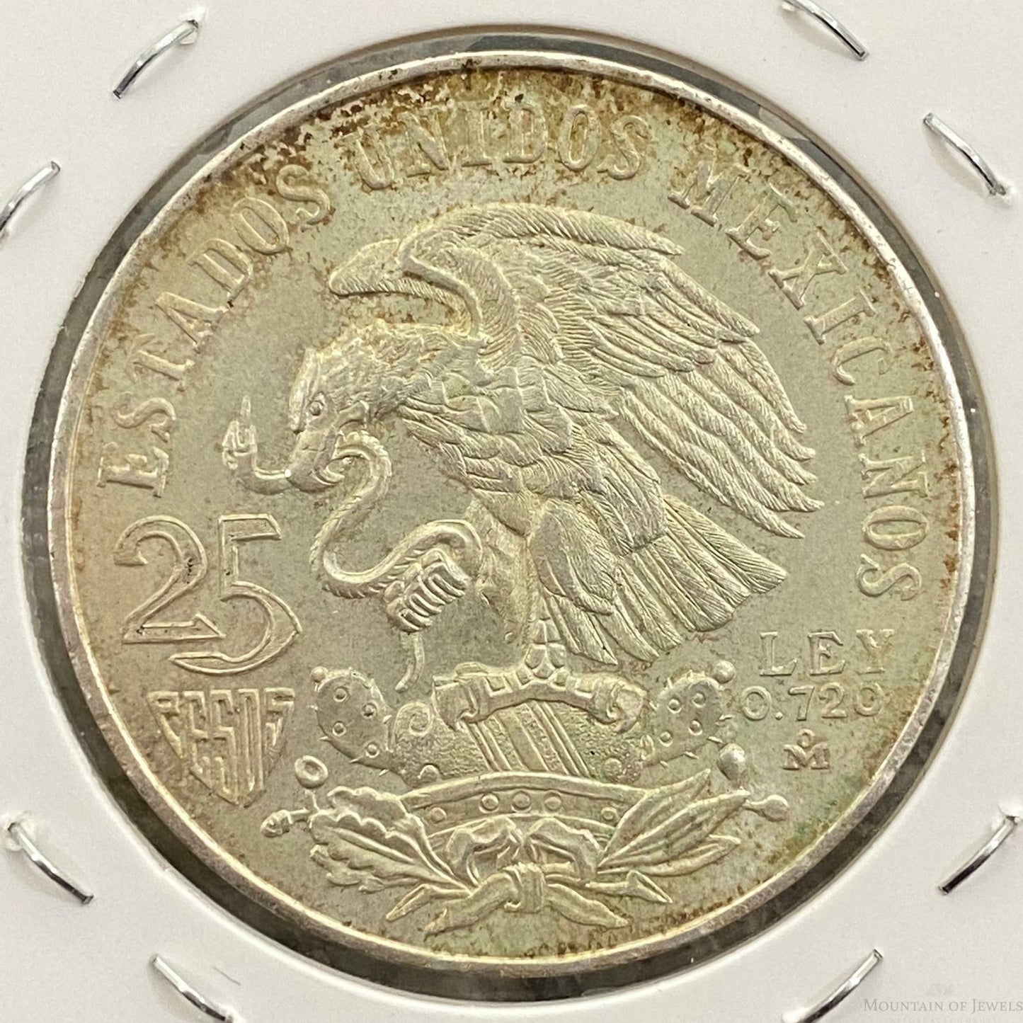 1968 Mexico XIX Olympic Games Aztec Ball Player 25 Pesos Silver Coin #32322-2
