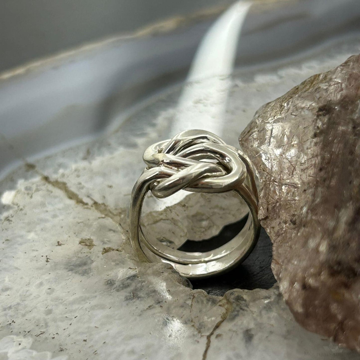 Sterling Silver Double Knotted Modern Ring For Women, Taxco Mexico