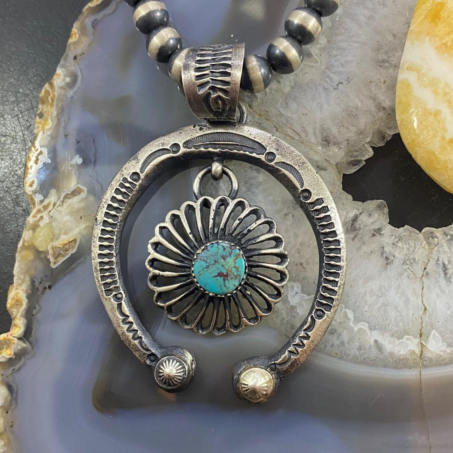 Eva & Linberg Billah Sterling Silver Turquoise Decorated Naja Unisex Pendant #31