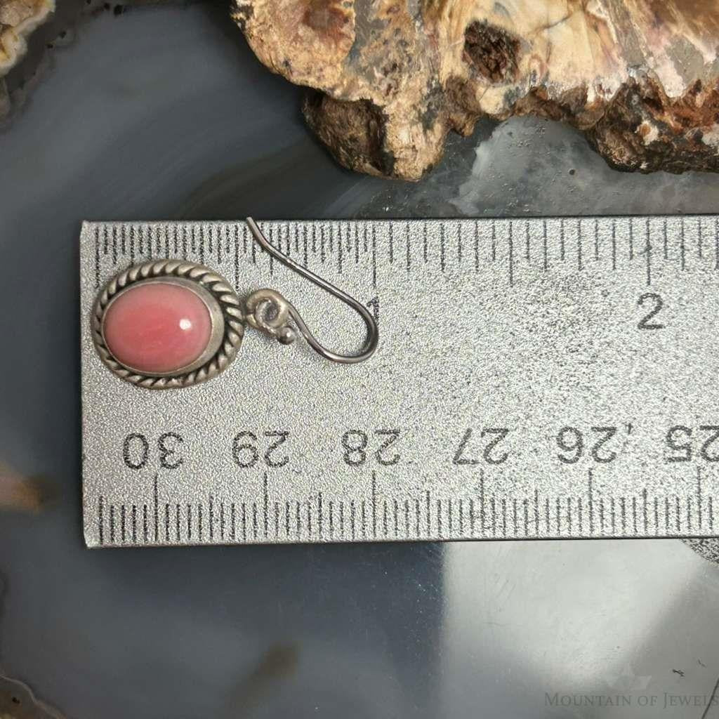 Sterling Silver Southwestern Style Oval Pink Conch Dangle Earrings For Women