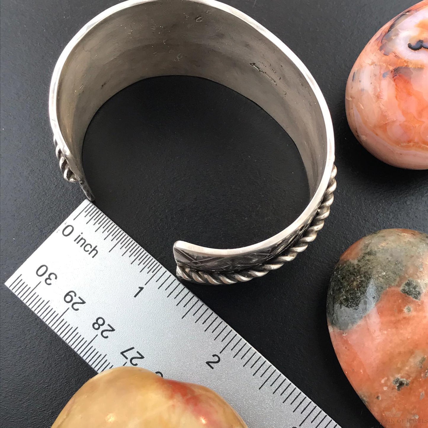Tawney Cruz-Willie Native American Sterling Silver Hand Stamped Wide Bracelet