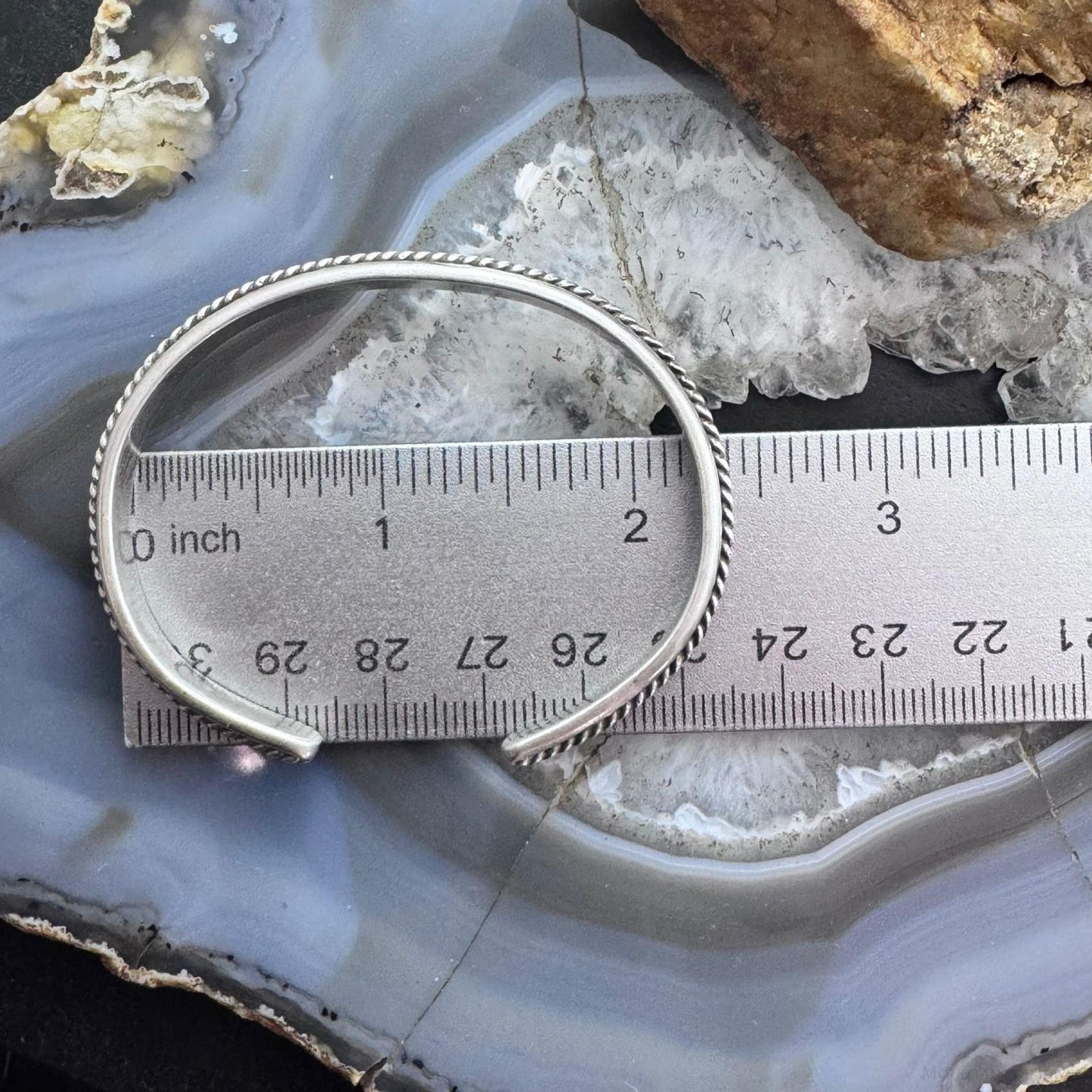 Vintage Native American Sterling Silver Twisted Rope Slim Bracelet For Women