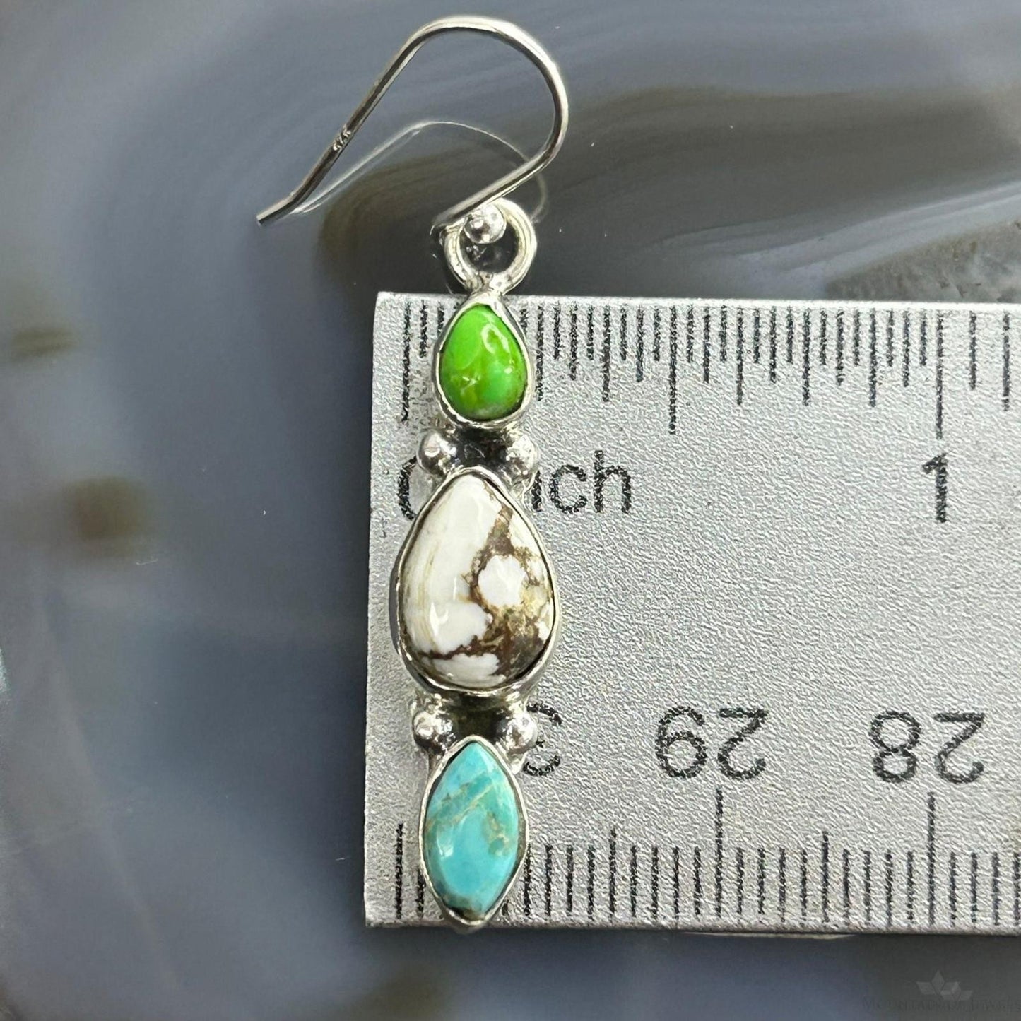 Sterling Silver Southwestern Style Multistone Dangle Earrings For Women #14