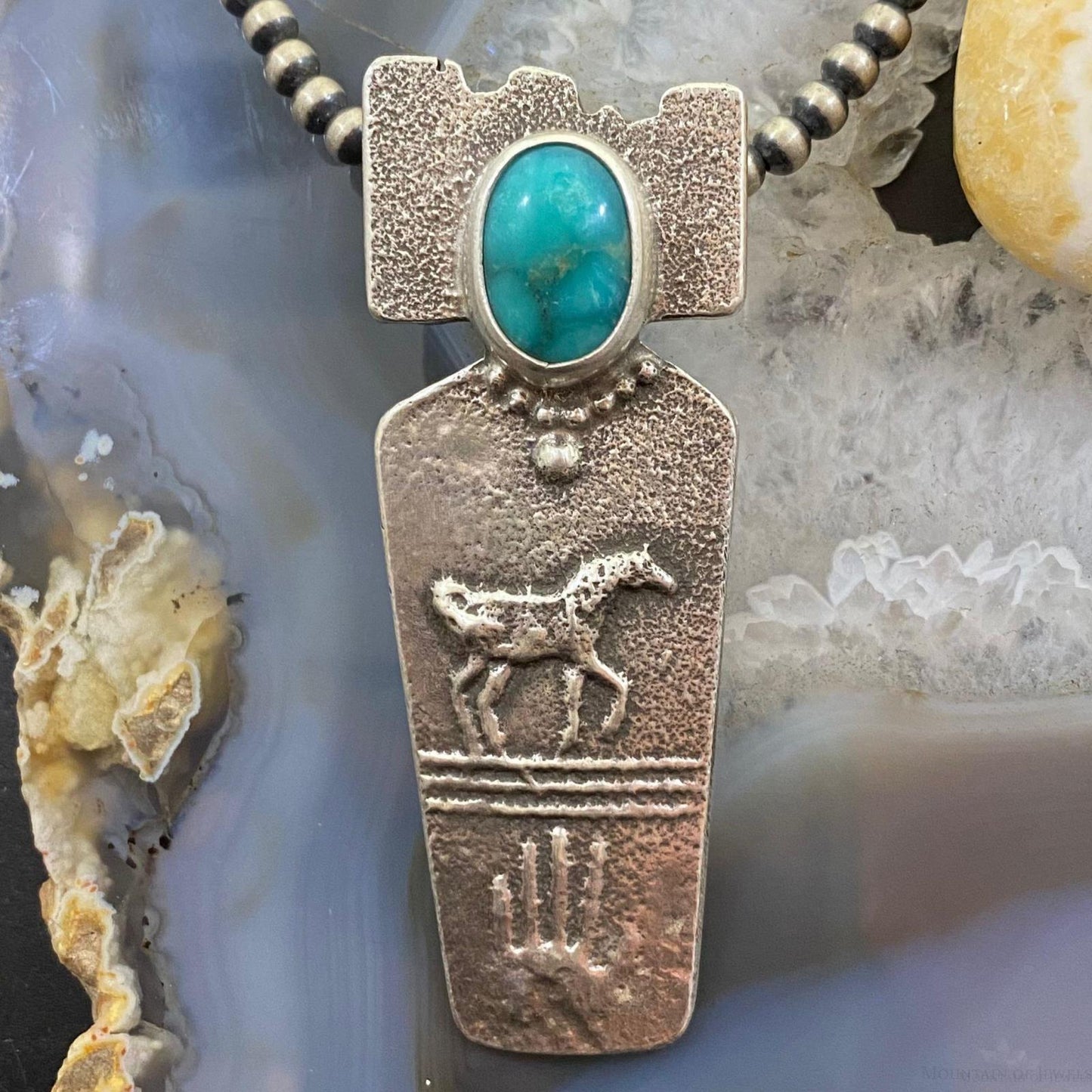 Joel Pajarito Native American Santo Domingo Tufa Cast w/Turquoise Unisex Pendant