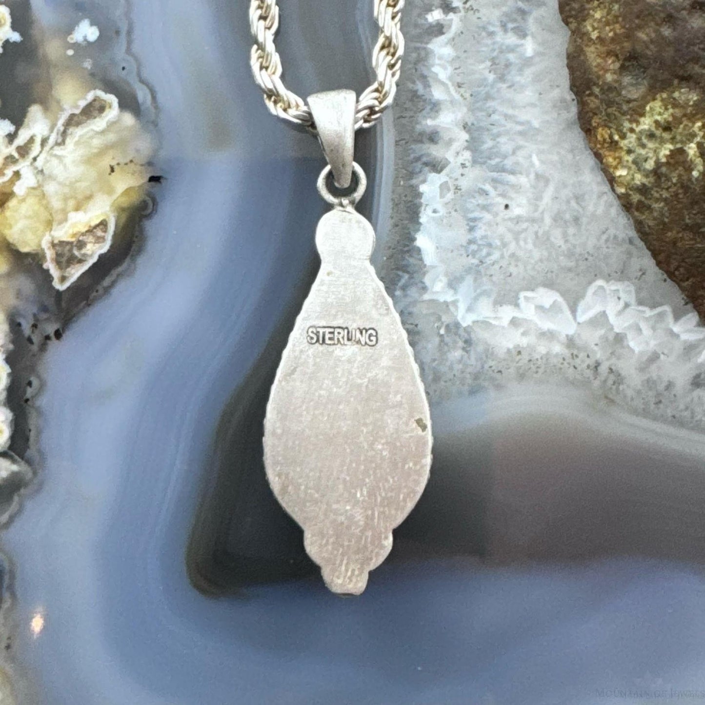 Sterling Silver Southwestern Style Teardrop Golden Hill Turquoise Pendant For Women