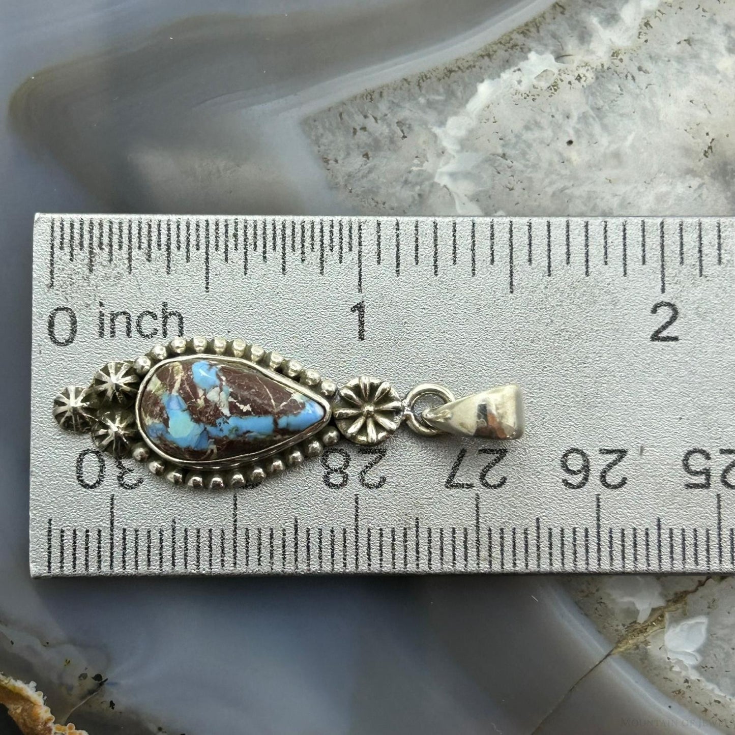 Sterling Silver Southwestern Style Teardrop Golden Hill Turquoise Pendant For Women