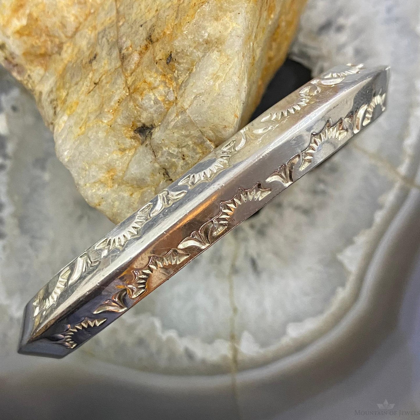 Jimmy Calabaza Vintage Native American Sterling Carinated Bracelet For Women