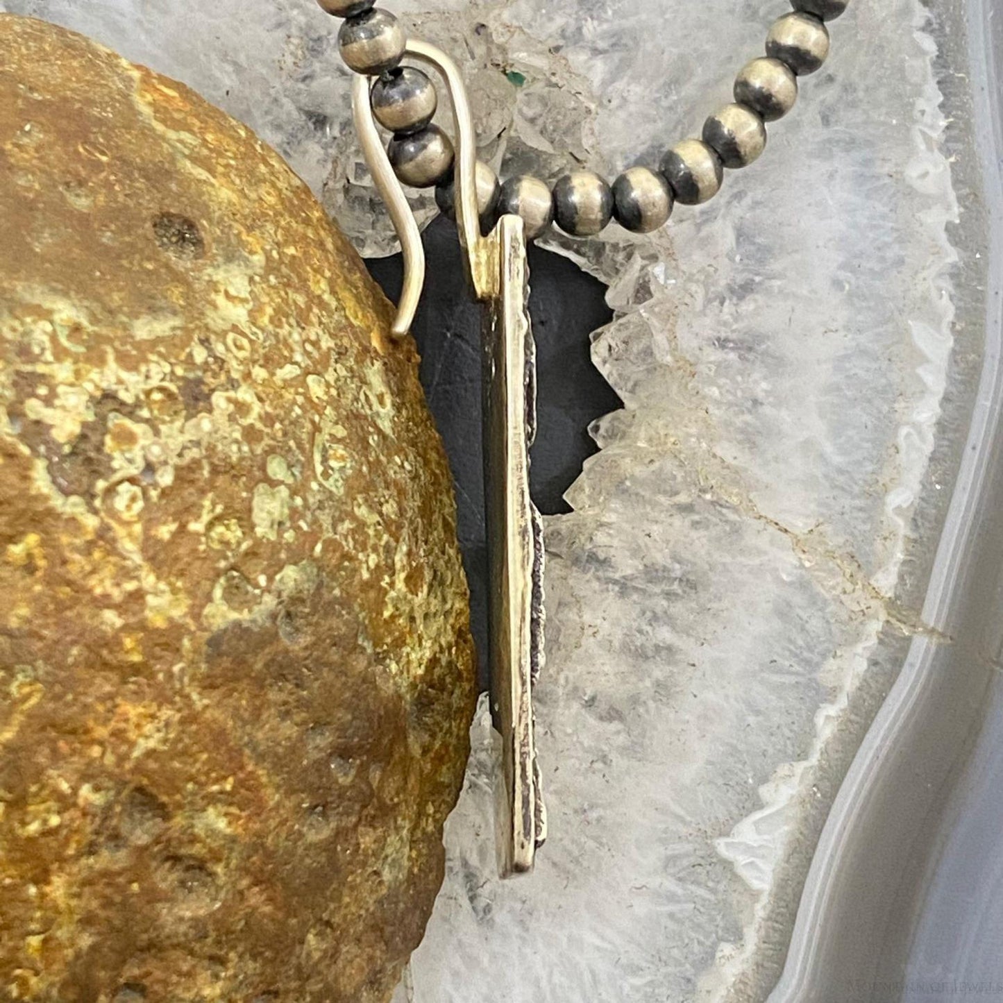 Cheyenne Custer Native American Sterling Silver Trapeze Tufa Cast Unisex Pendant