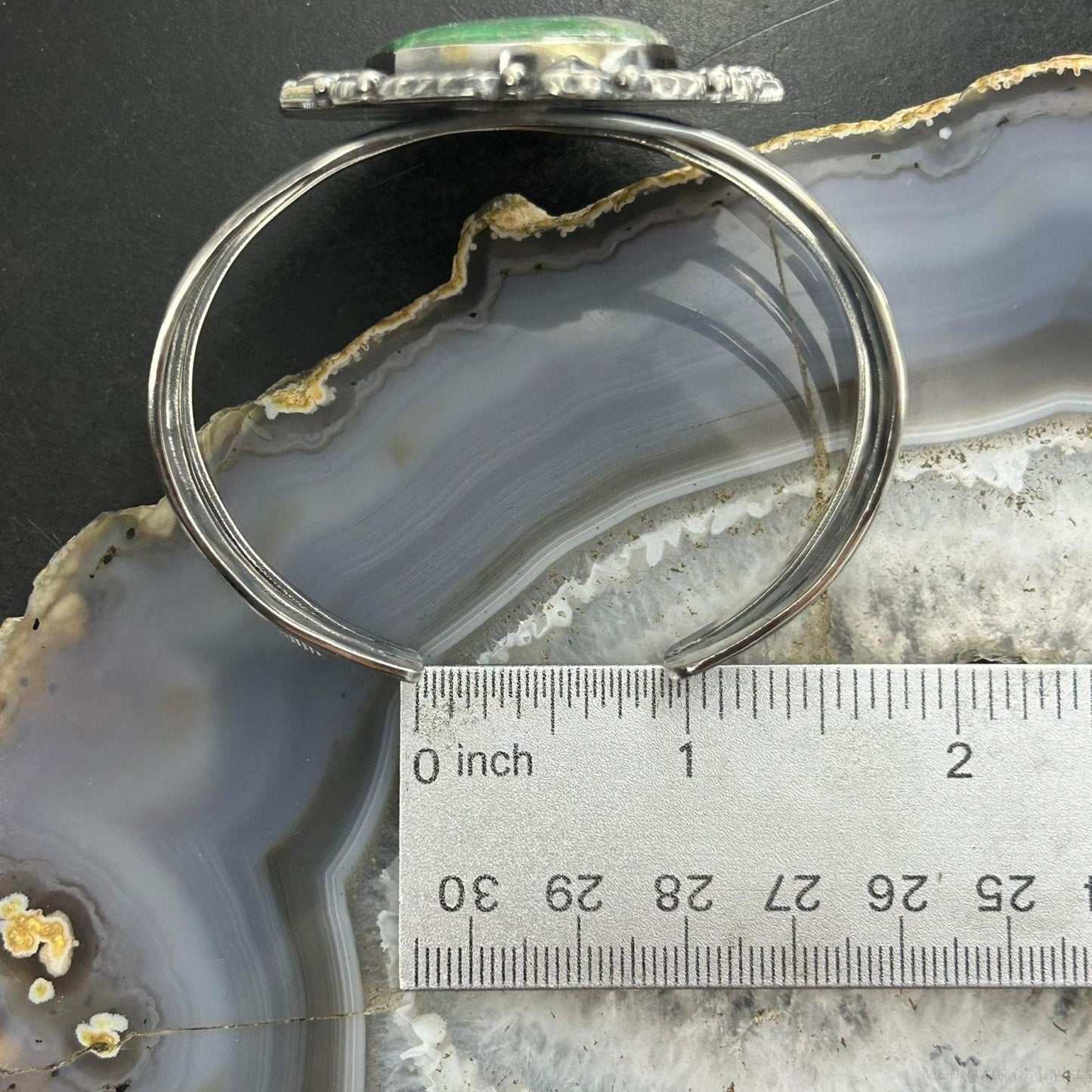 Sterling Silver Southwestern Style Large Oval Variscite Bracelet For Women