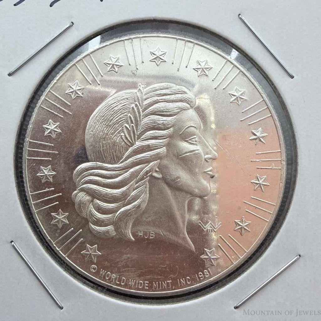 US 1981 One Troy Ounce .999 Fine Silver Round Liberty Head #102525-14