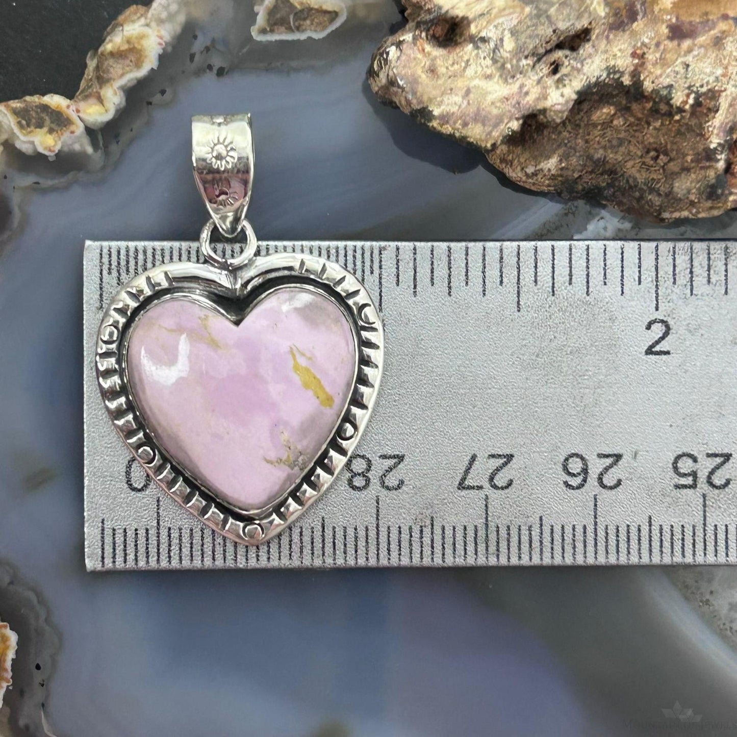 Sterling Silver Southwestern Style Phosphorite Decorated Heart Pendant For Women