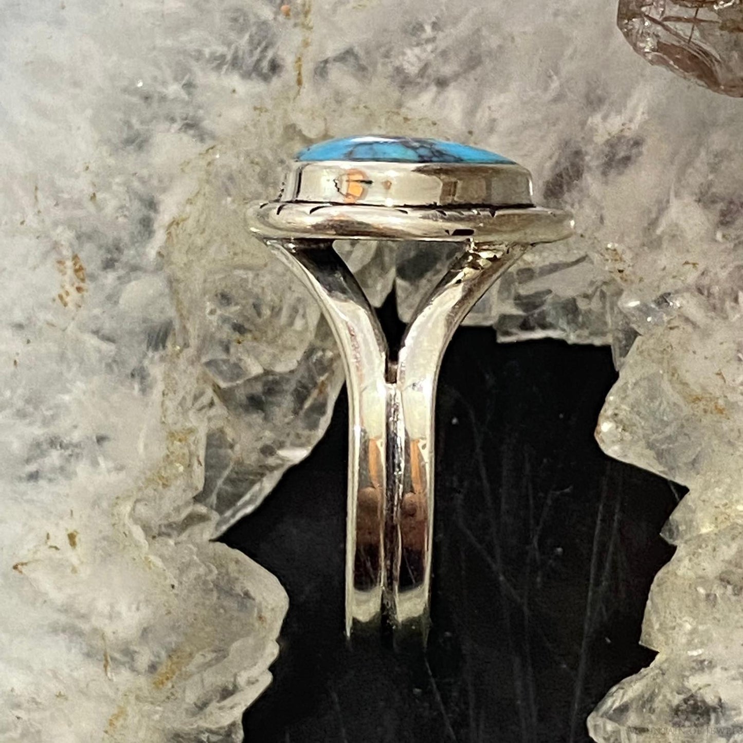Native American Sterling Silver Chinese Turquoise Heart Ring Size 6 For Women