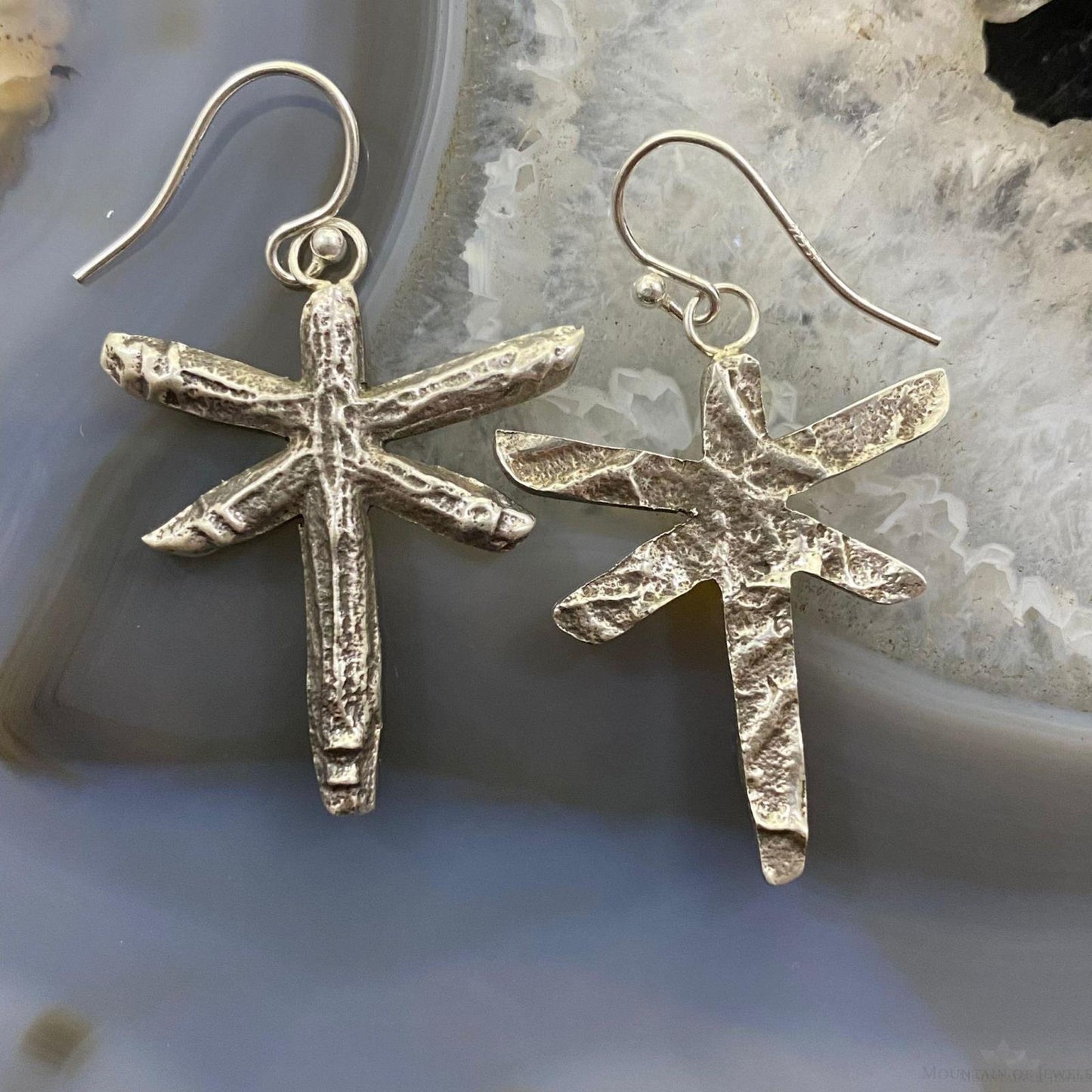 Cheyenne Custer Sterling Silver Tufa Cast Double Sided Dragonfly Earrings