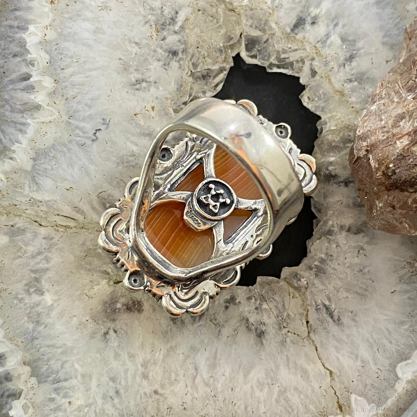 Carolyn Pollack Sterling Silver Elongated Rectangle Carnelian Ring Sz 8.5, 9.25