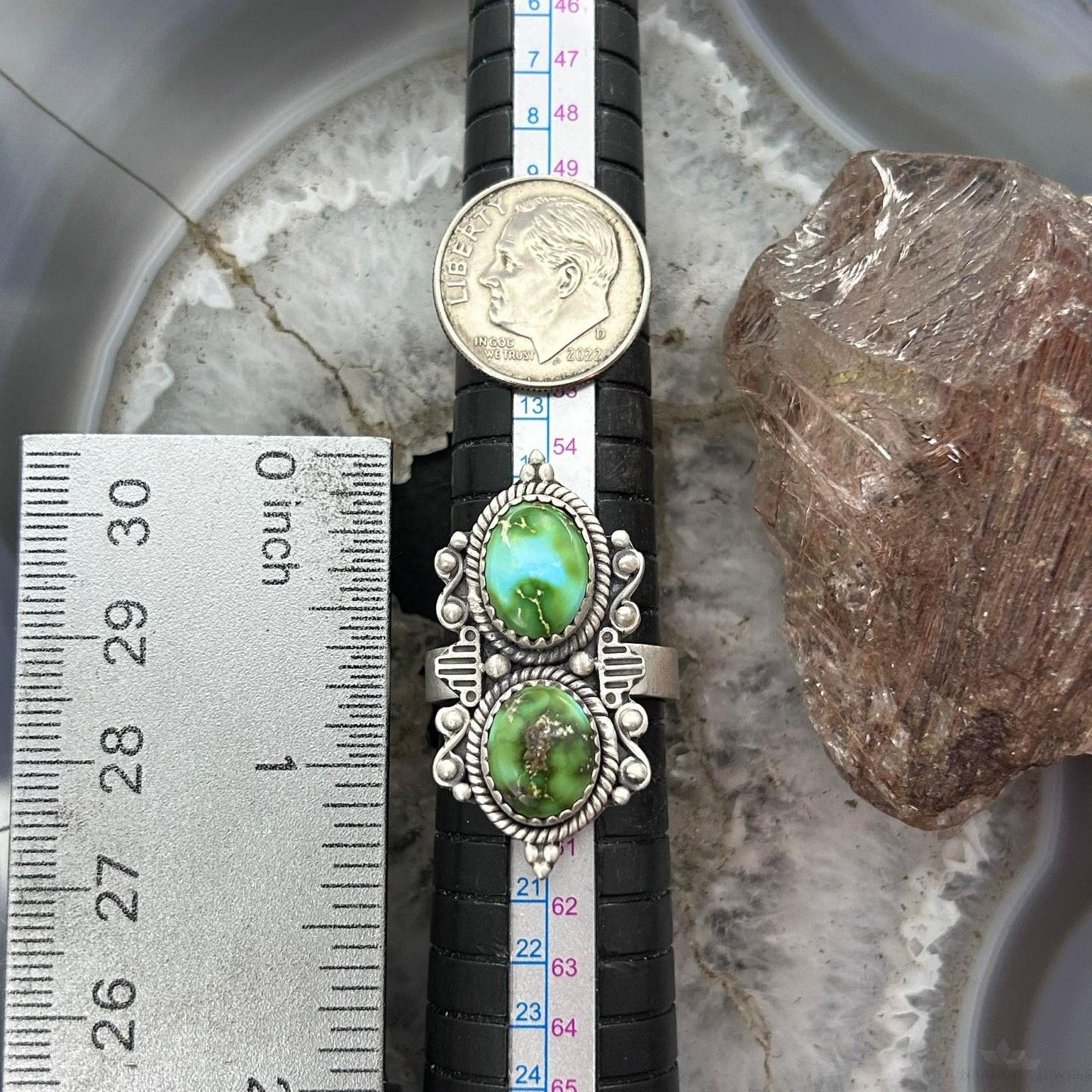 Sterling Silver Southwestern Style 2 Sonora Gold Turquoise Adjustable Ring For Women #3