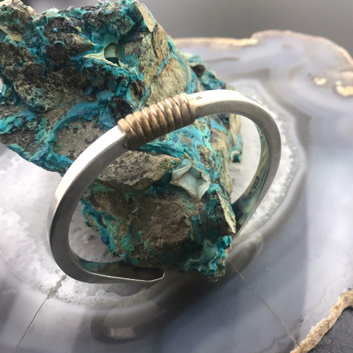 Native American Sterling Silver and Gold Filled Warp Slim Cuff Bracelet For Women
