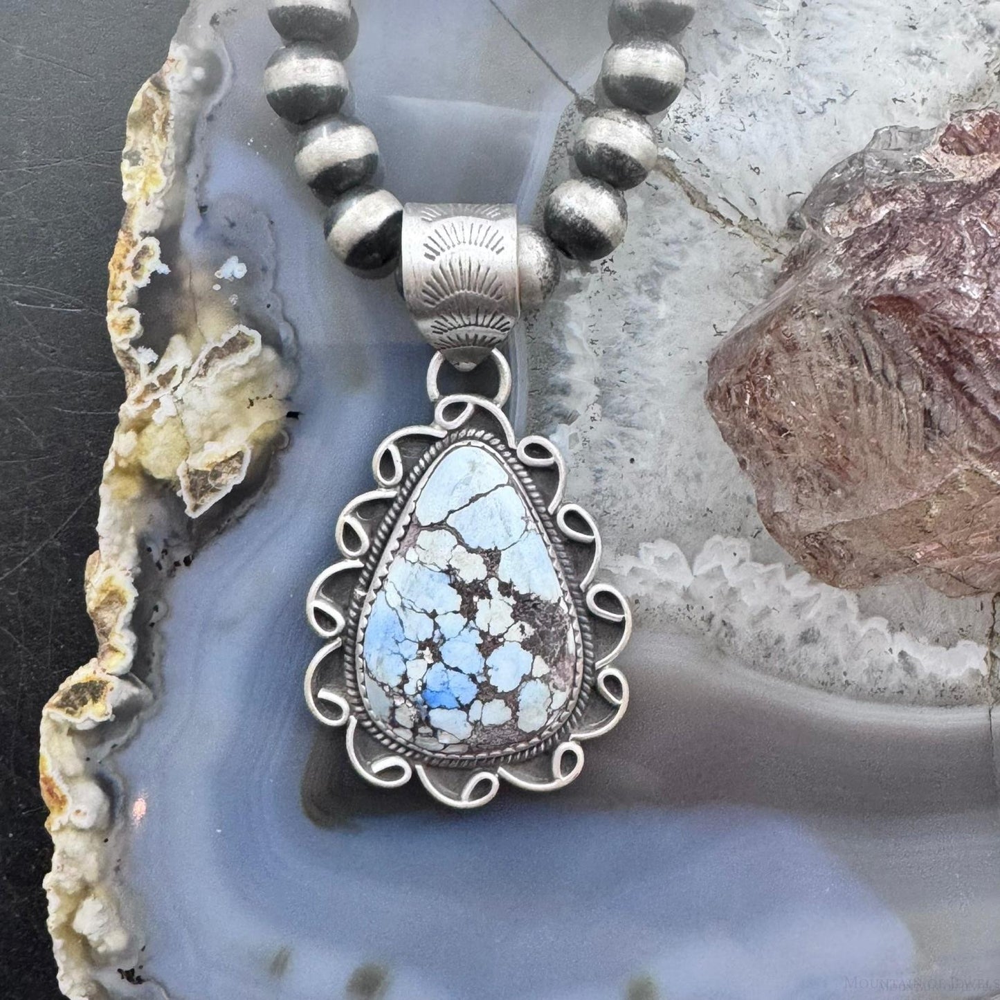 Sterling Silver Southwestern Style Teardrop High Grade Golden Hill Turquoise Pendant For Women #1