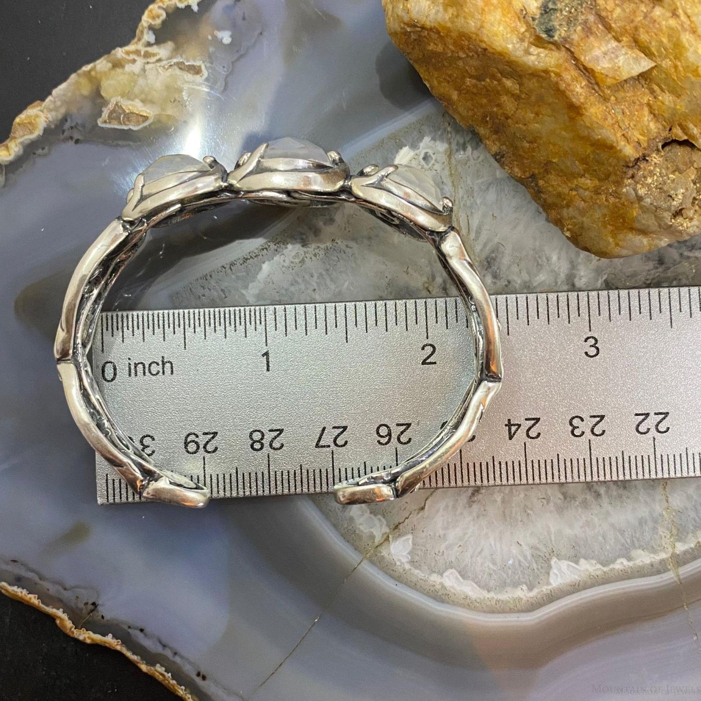 Carolyn Pollack Sterling Silver 3 Oval Faceted Mother of Pearl Doublet Bracelet For Women