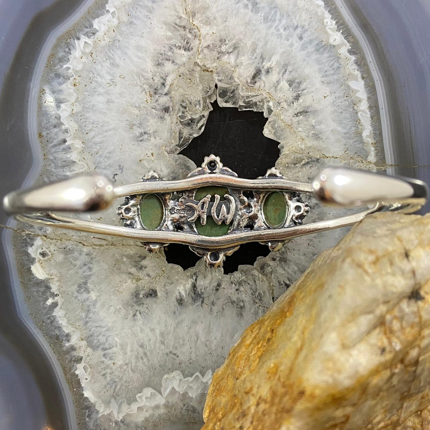 Carolyn Pollack Vintage Southwestern Style Sterling Silver Turquoise Decorated Bracelet