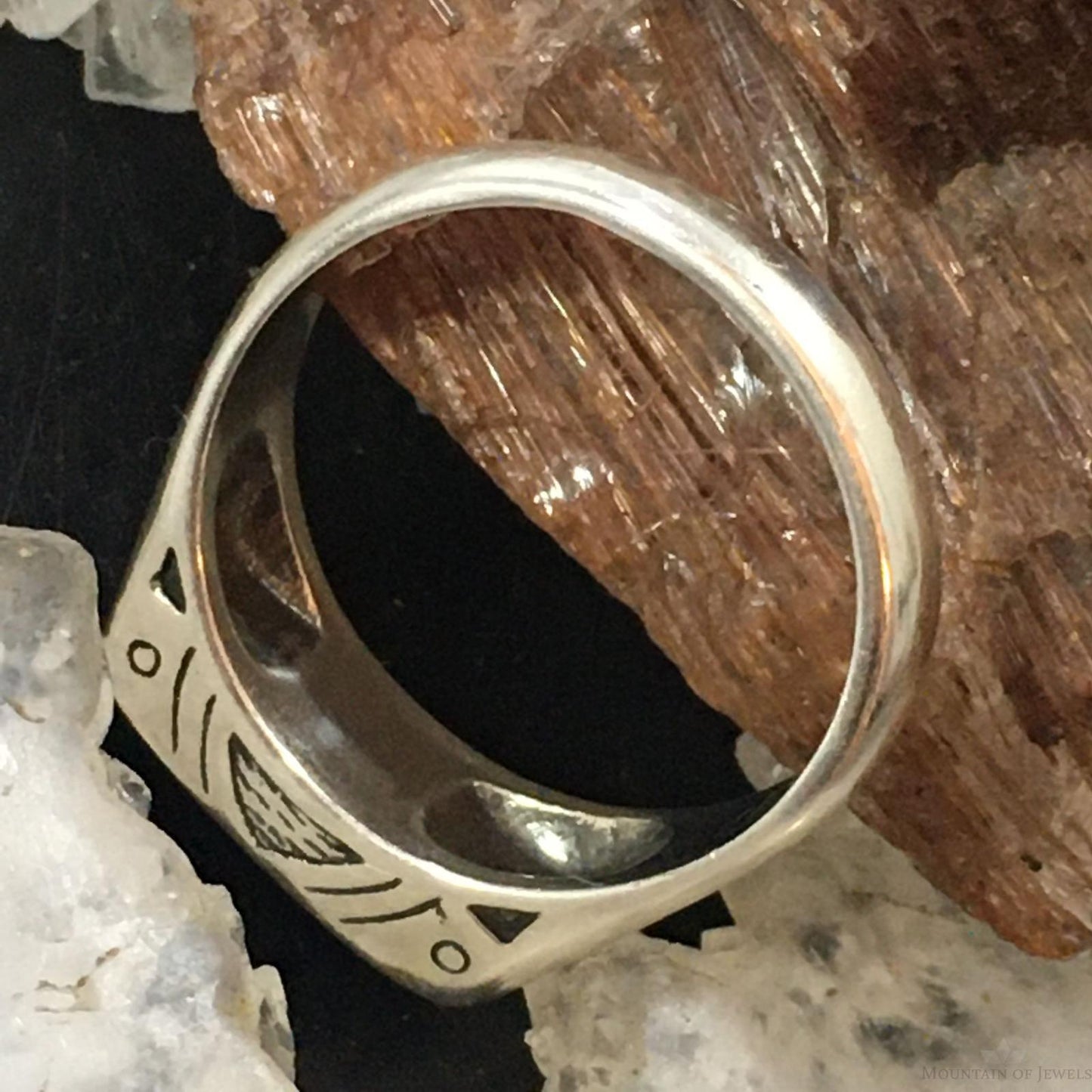 Carolyn Pollack Southwestern Style Sterling Silver Rectangle Multi-gemstone Inlay Ring For Women