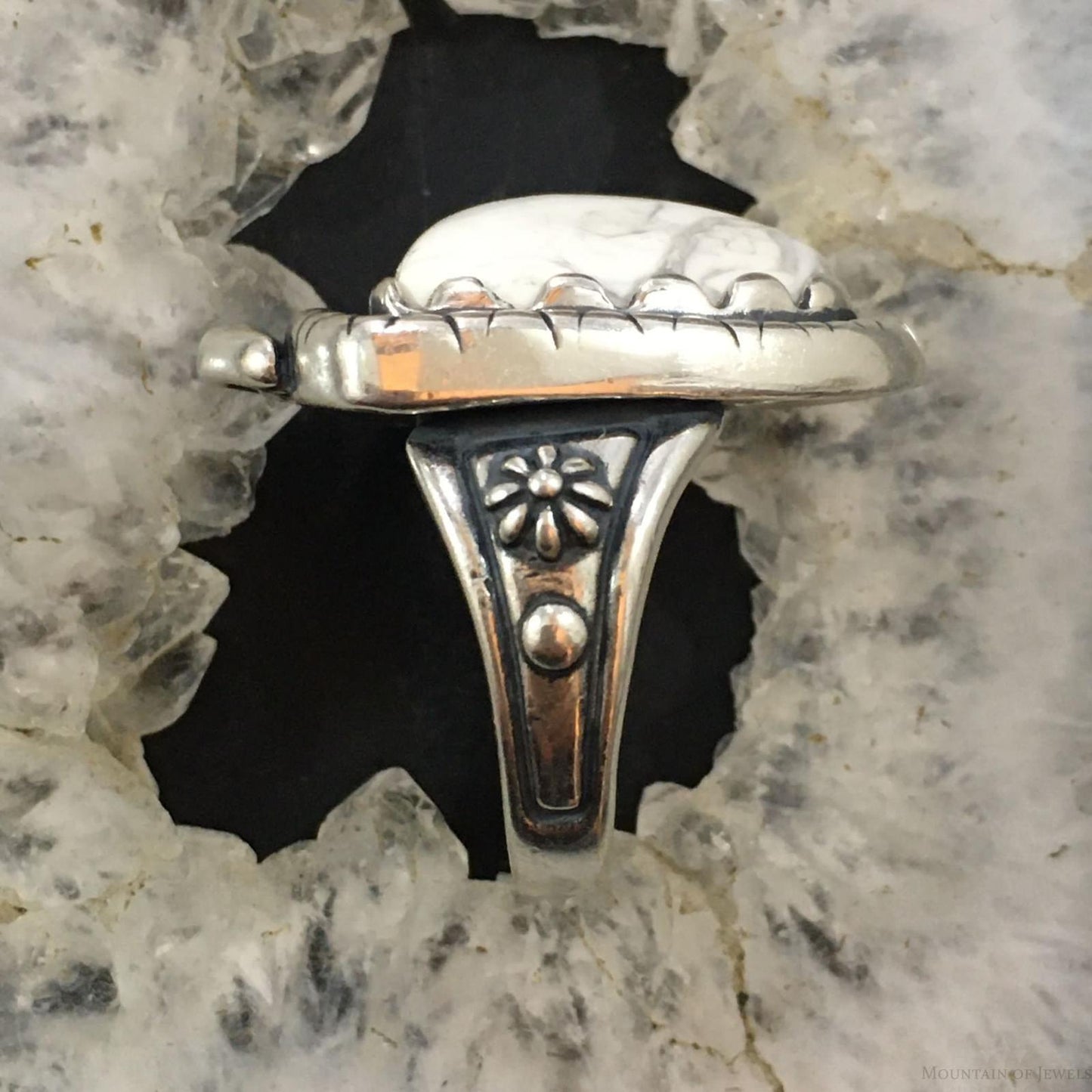 Carolyn Pollack Southwestern Style Sterling Silver Shield Howlite Ring For Women