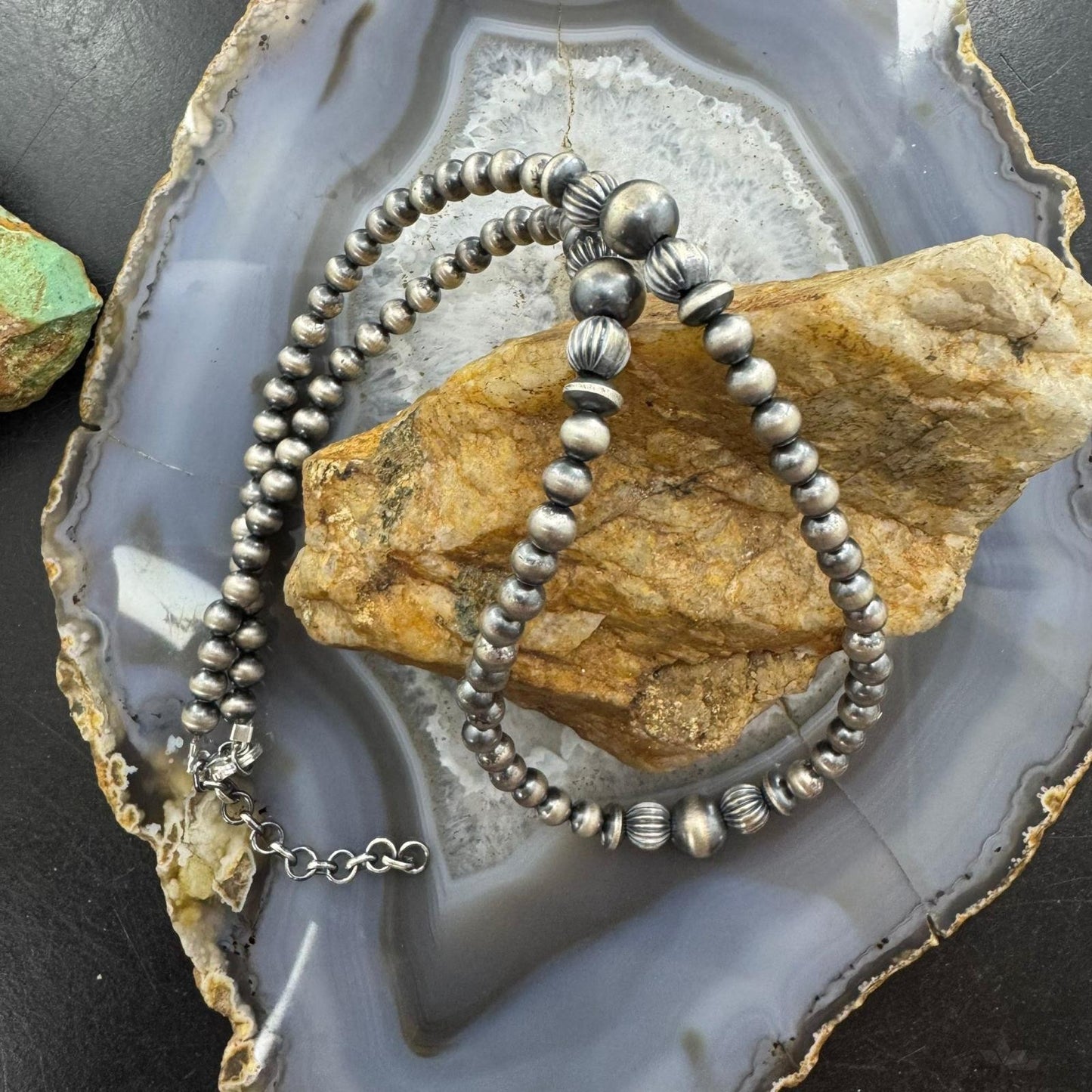 Sterling Silver Southwestern Style Navajo Pearl Beads 2-8 mm Necklace 18"-20" For Women