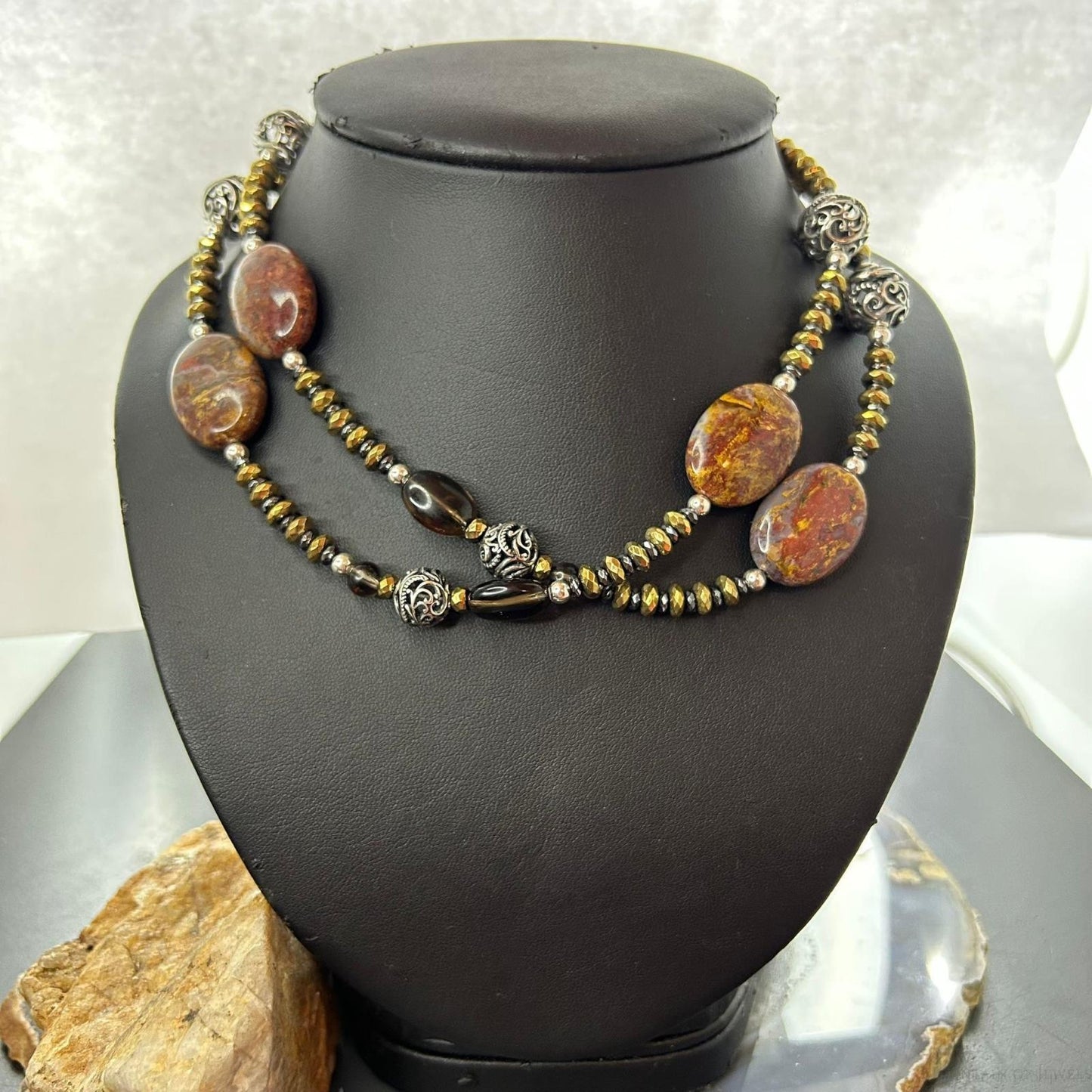 Carolyn Pollack Southwestern Style Sterling Silver Earth Tone Multi Gemstone Necklace For Women