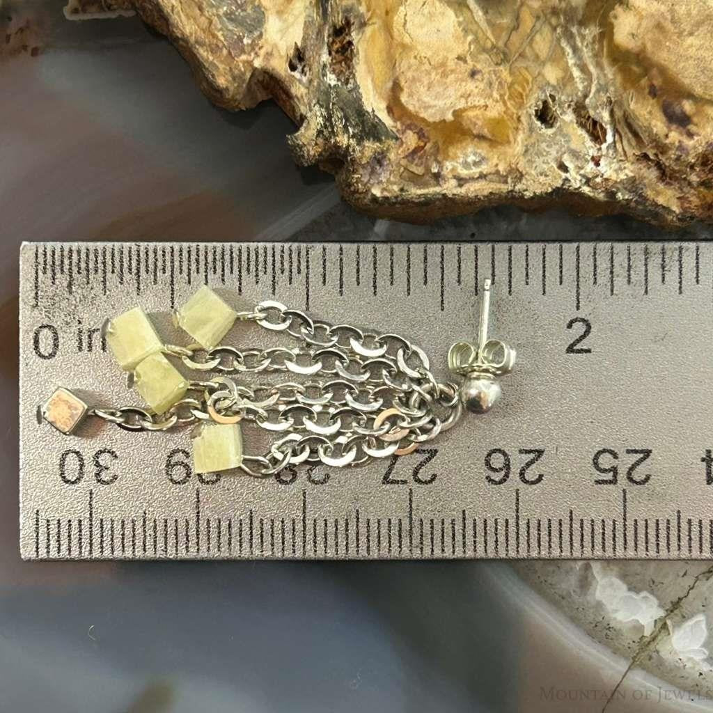 Carolyn Pollack Sterling Silver Tiny Creamy Stone Cube Bead Chandelier Earrings For Women