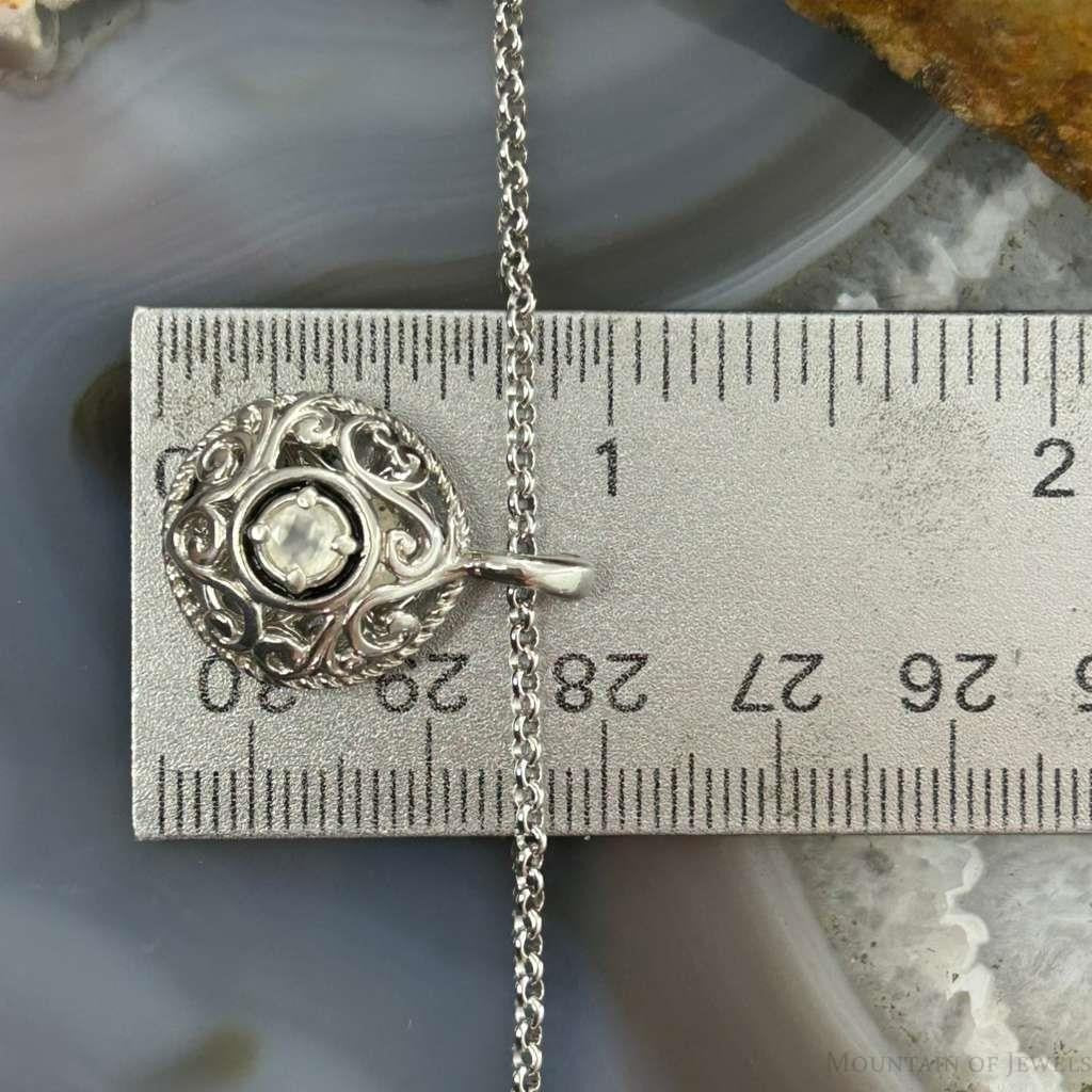 Carolyn Pollack Sterling Silver White Topaz in Round Swirl Pendant Necklace For Women