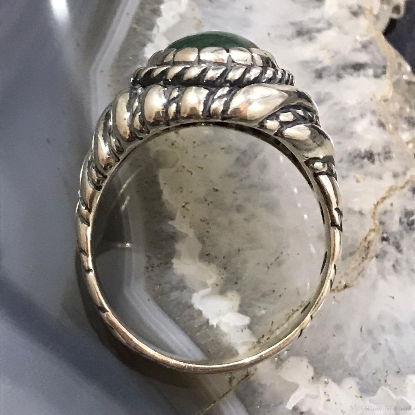 Carolyn Pollack Sterling Silver Oval Green Aventurine Decorated Ring Size 11 For Women
