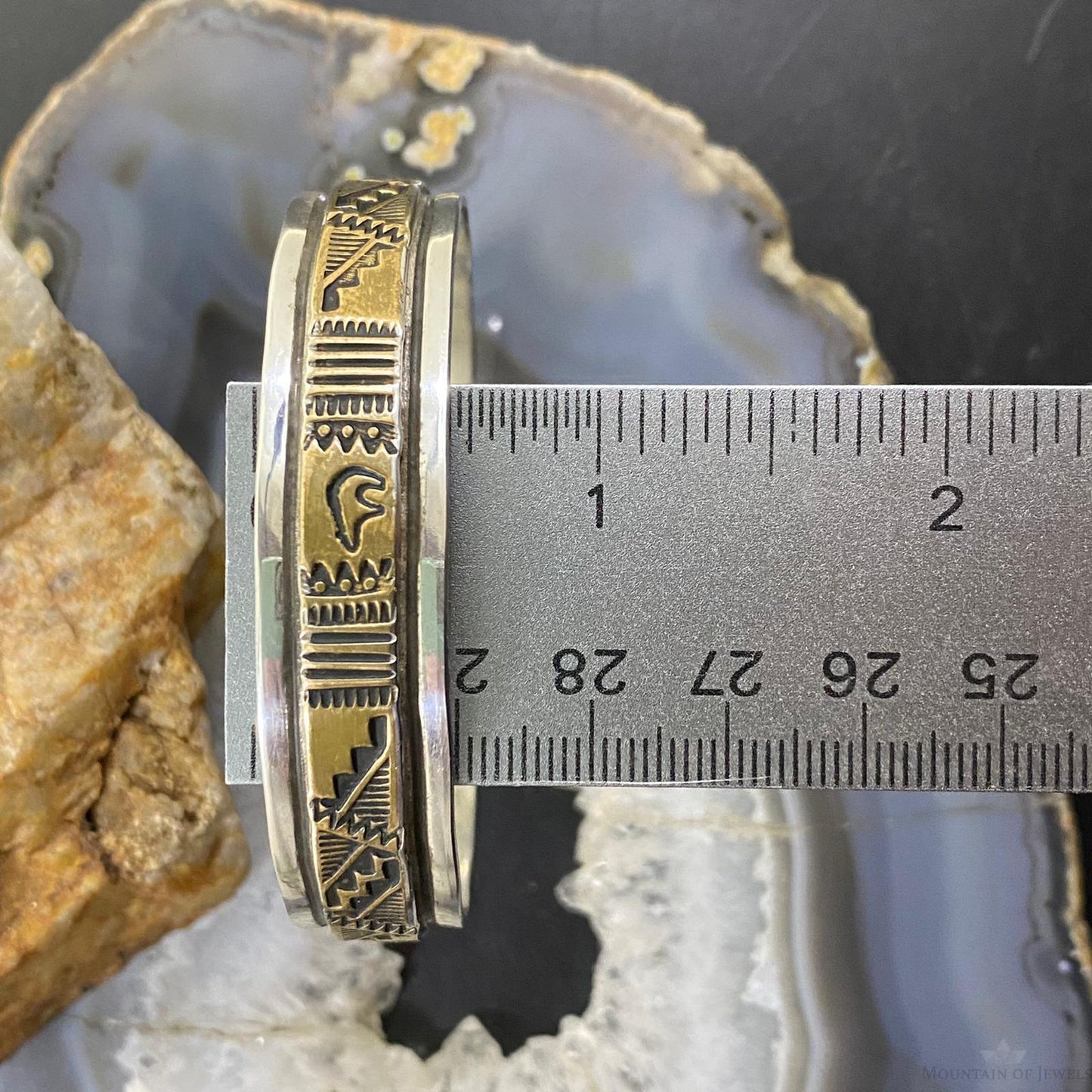 Vintage Native American Sterling Silver & GF Stamped Bear and SW Motif Bracelet