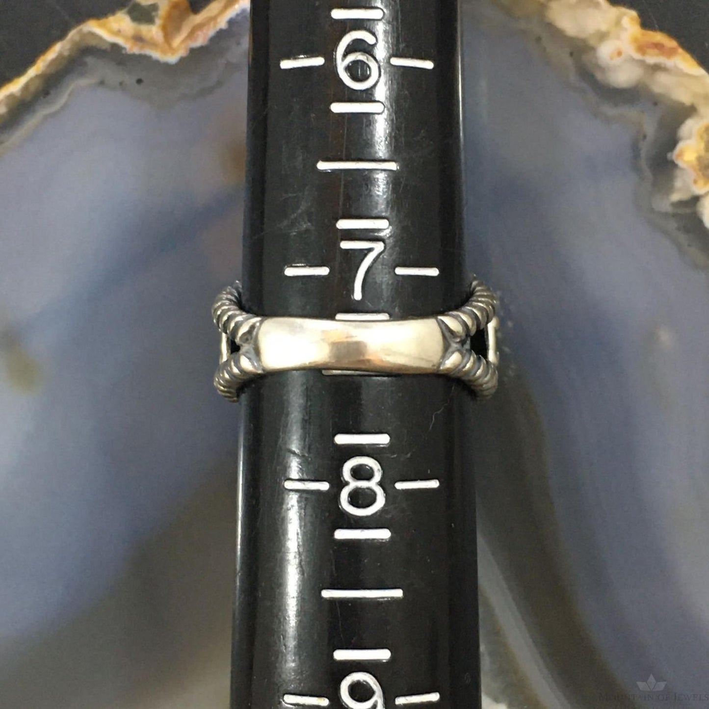 Carolyn Pollack Vintage Southwestern Style Sterling Oval Brown Agate Decorated Ring For Women