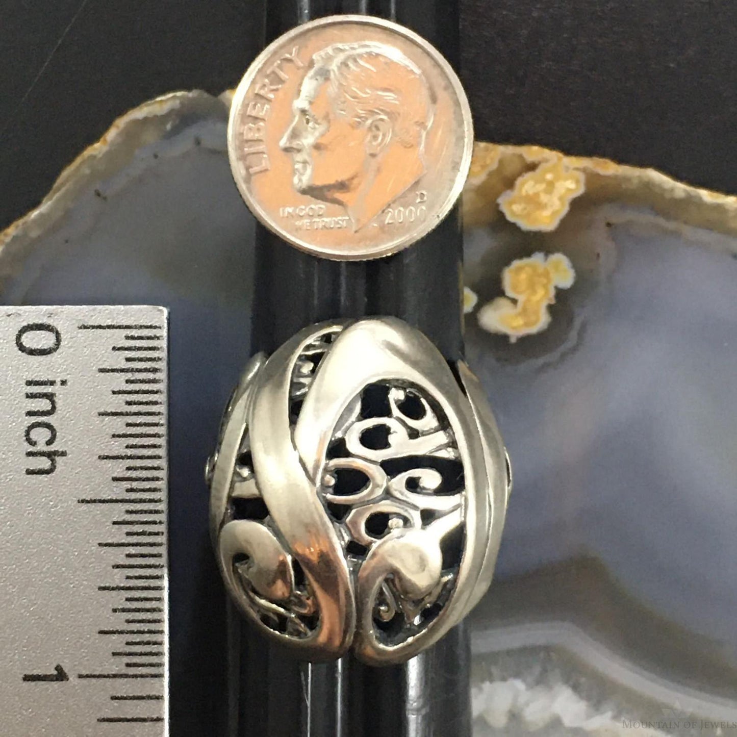 Carolyn Pollack Southwestern Style Sterling Silver Decorated Ring For Women